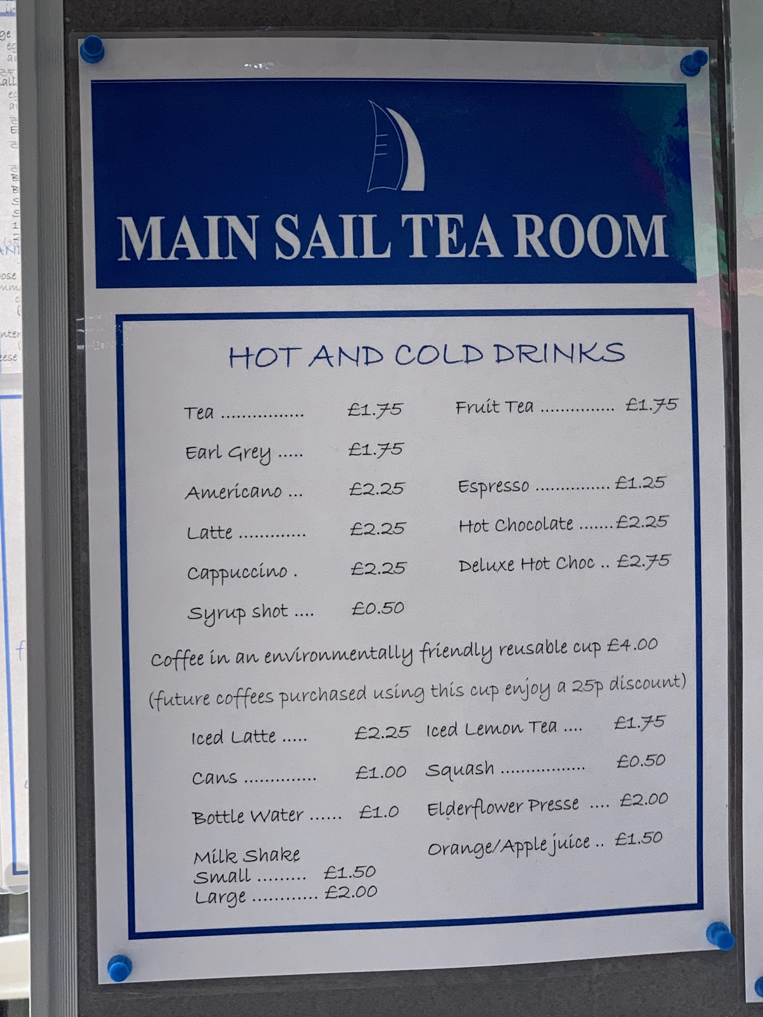 Main Sail Tea Room Menu