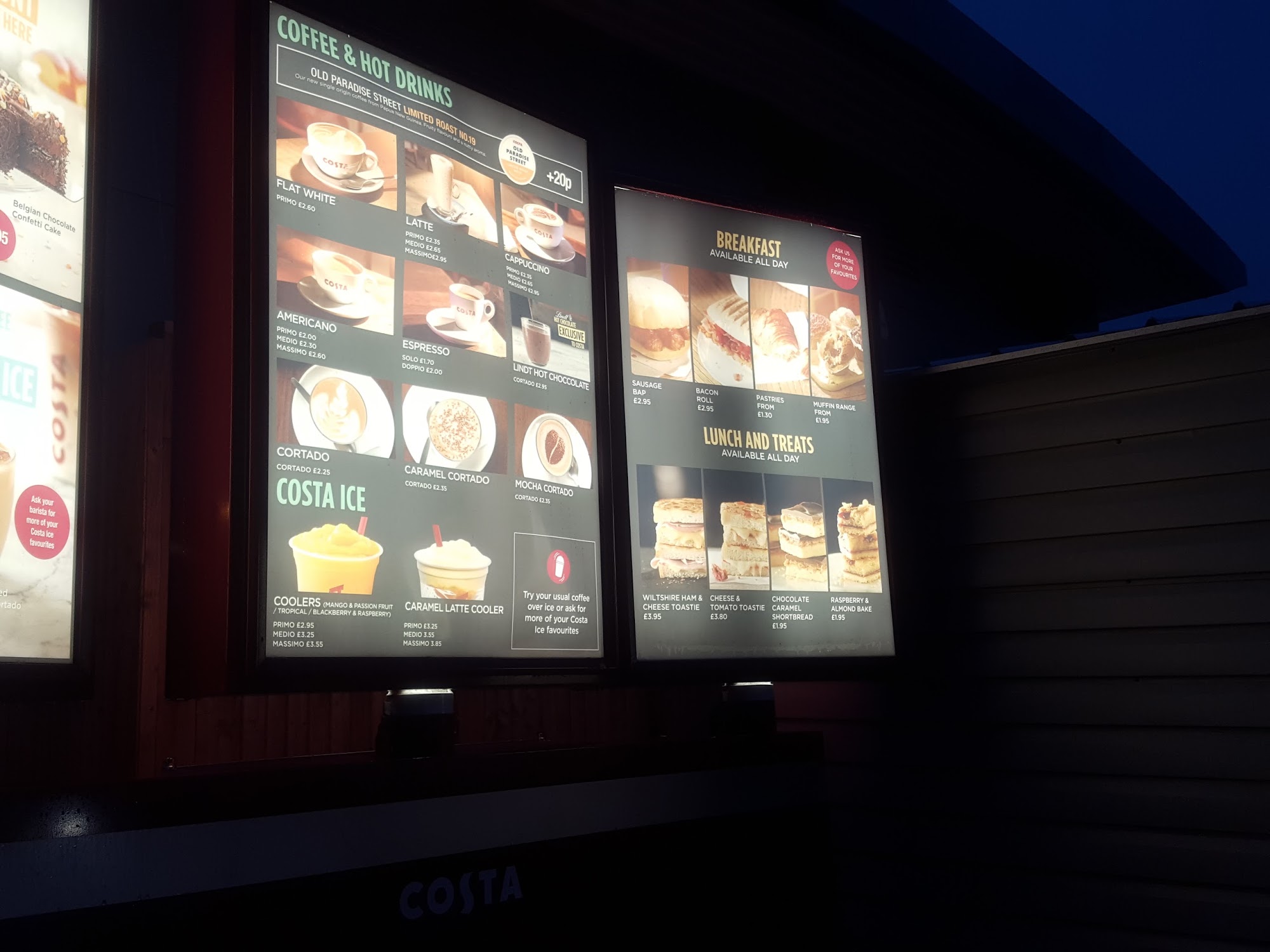 Costa Menu