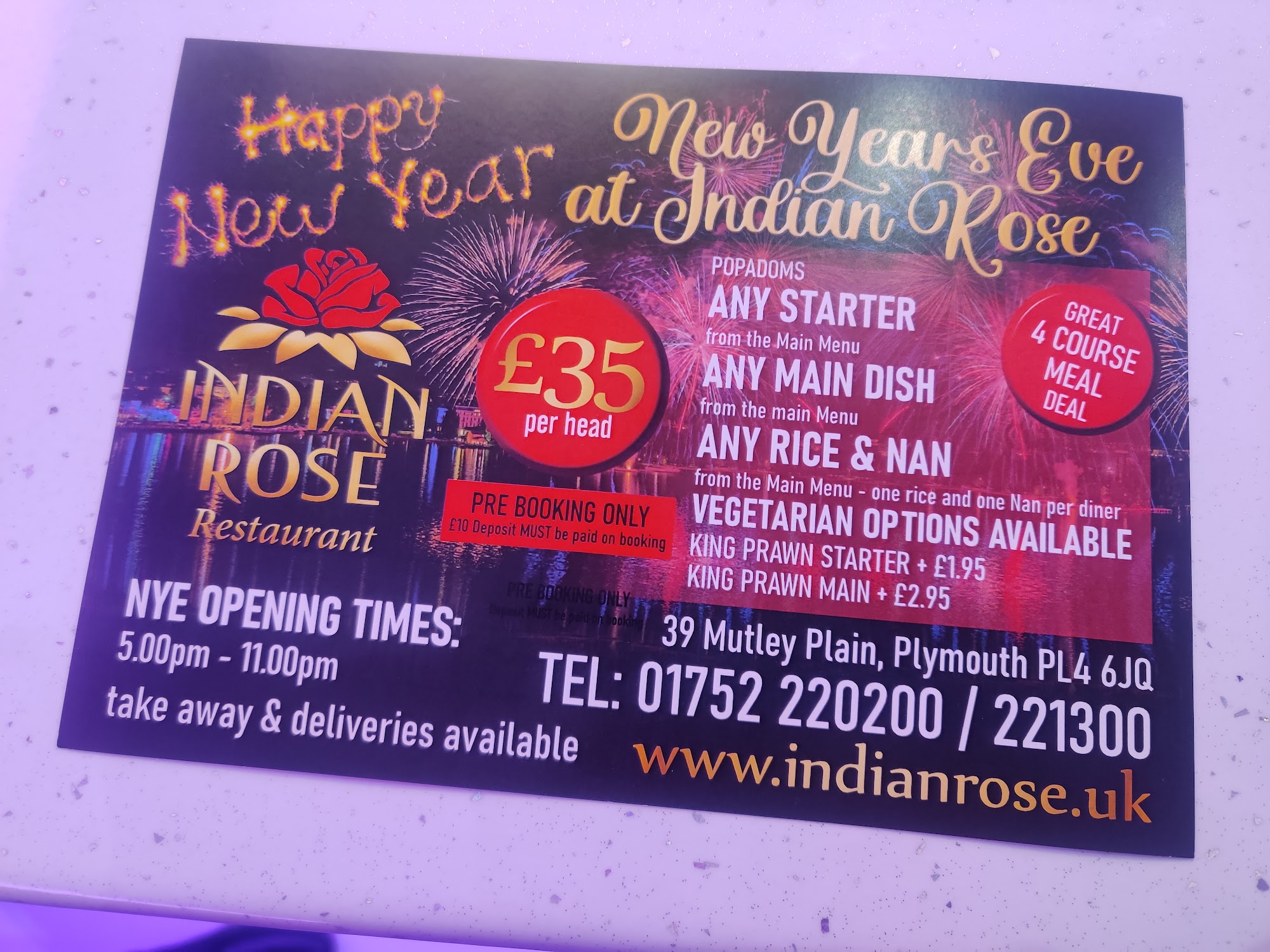 Indian Rose Restaurant & Takeaway Menu