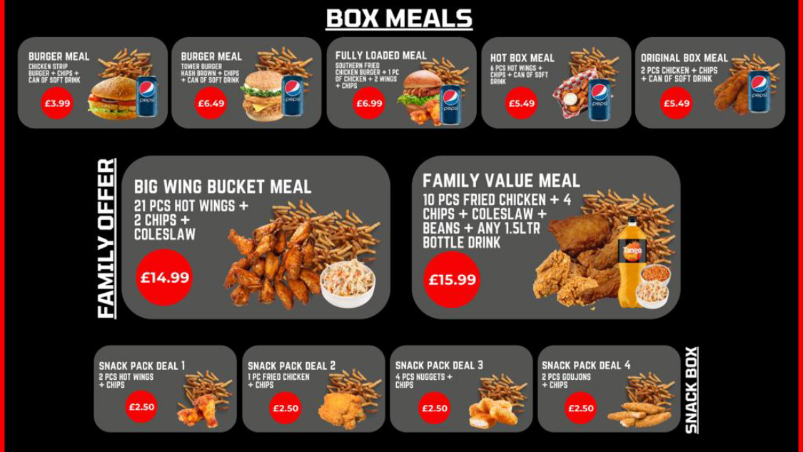Chunkzz Fried Chicken & Pizza Boscombe Menu