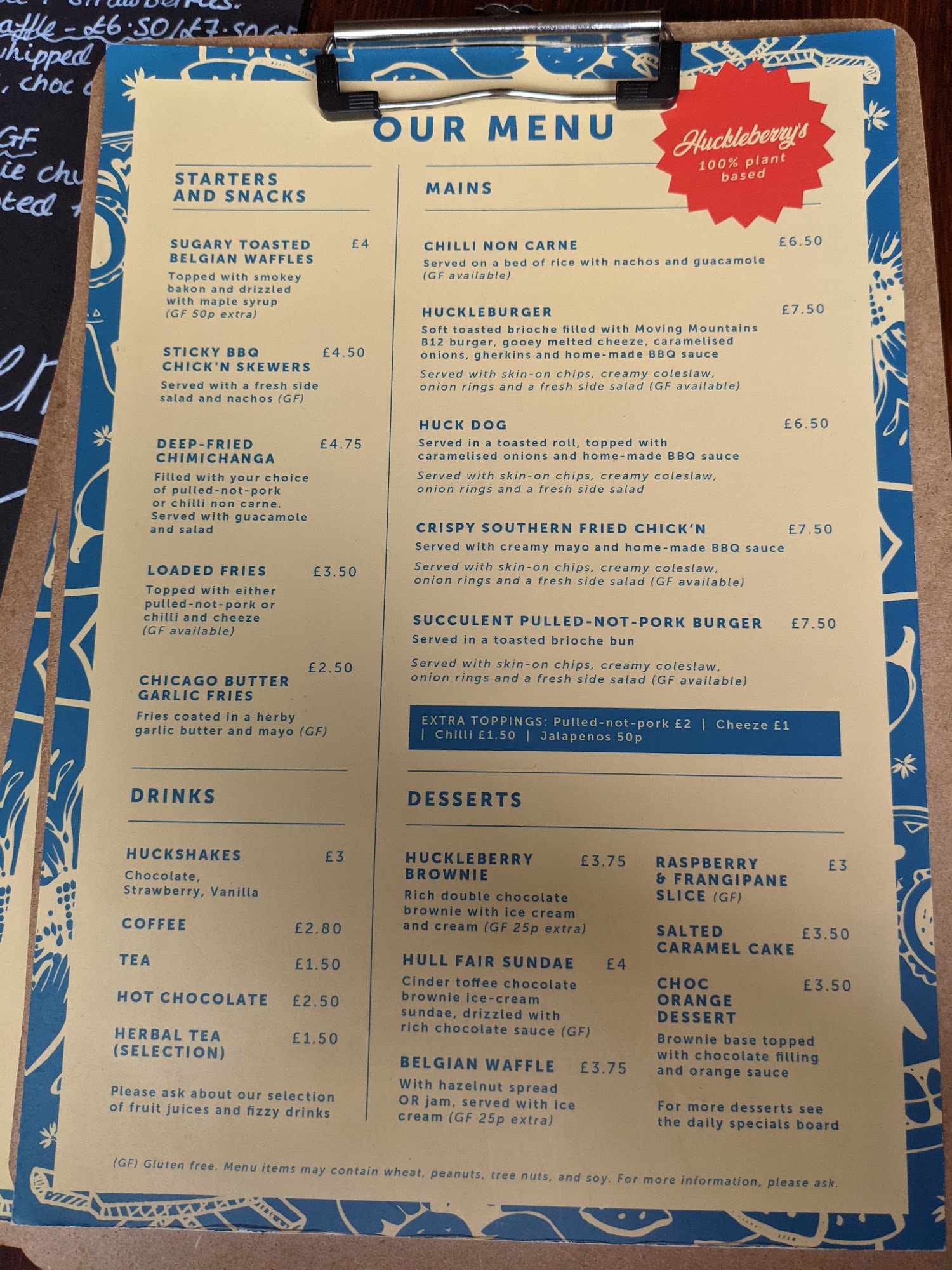 Huckleberry's Menu