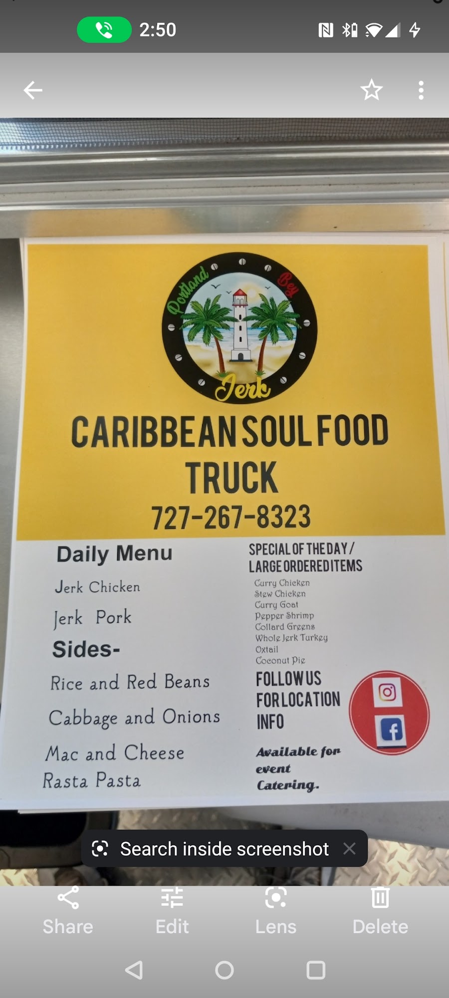 Portland Bey Jerk Menu