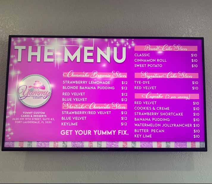 Yummy Custom Cakes & Desserts Menu