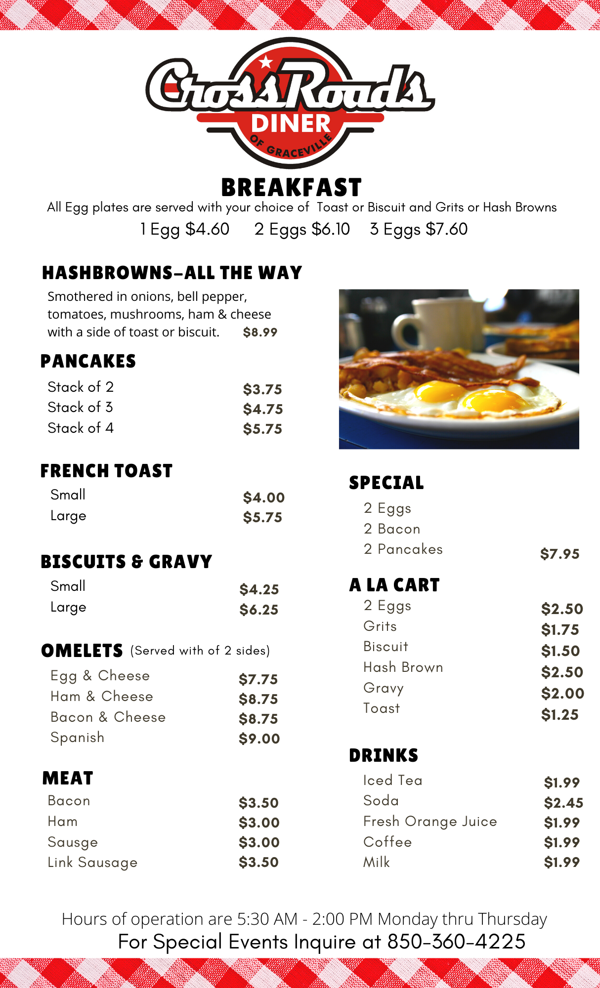 CrossRoads Diner Menu