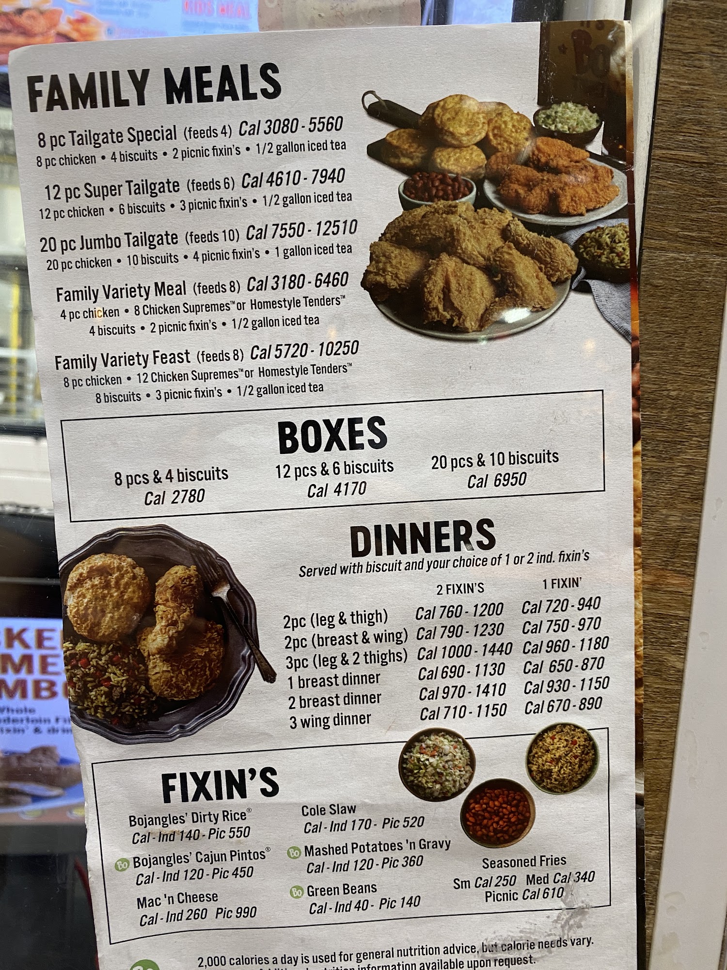 Bojangles Menu
