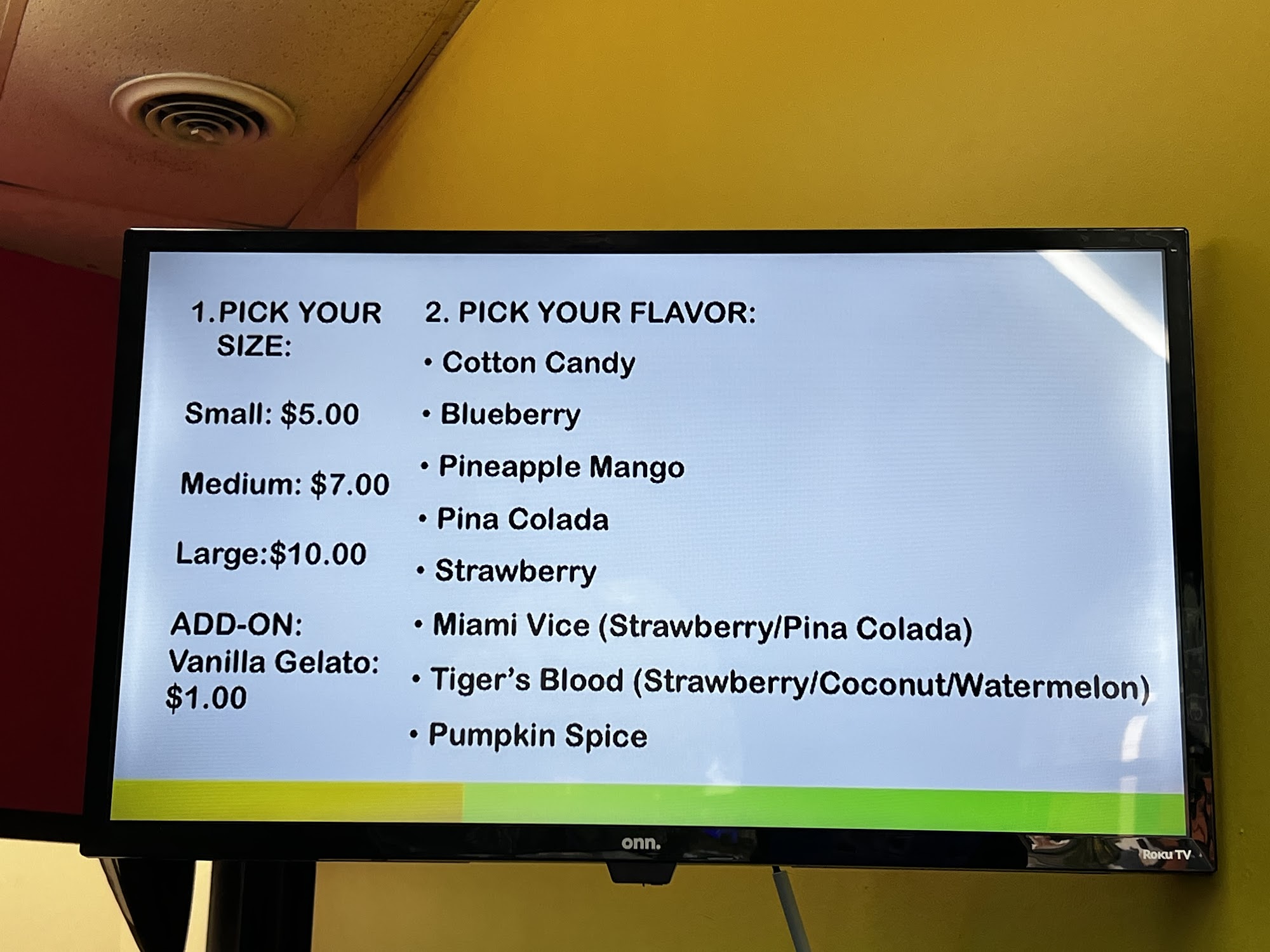 The Icy Spot Menu