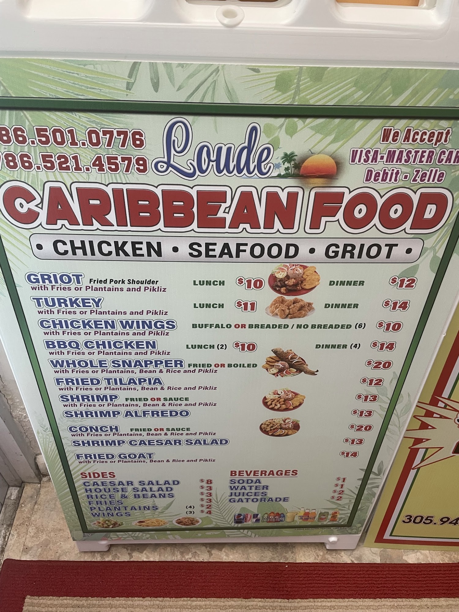 Loude Caribbean food Menu
