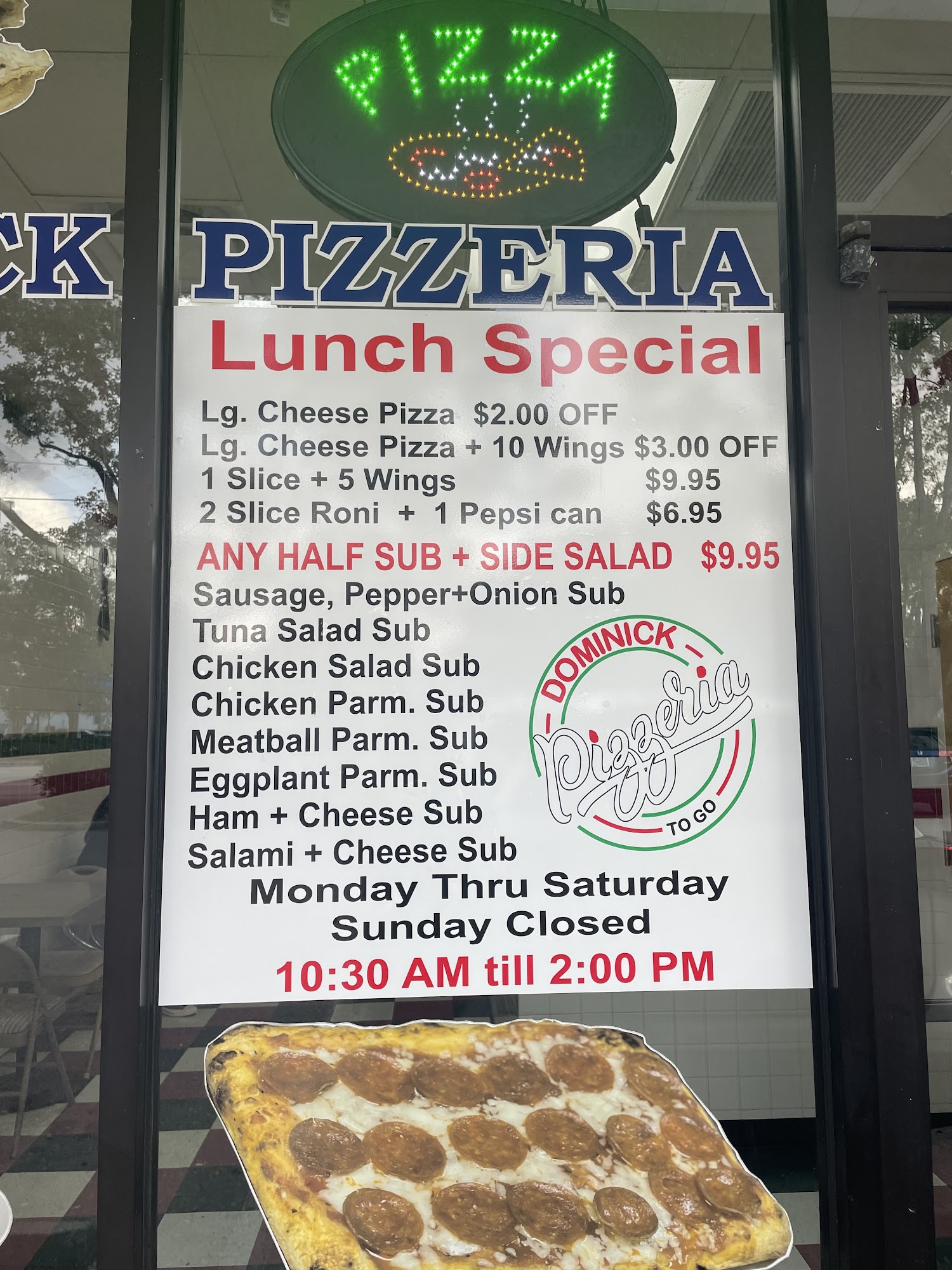 Dominick Pizzeria Menu