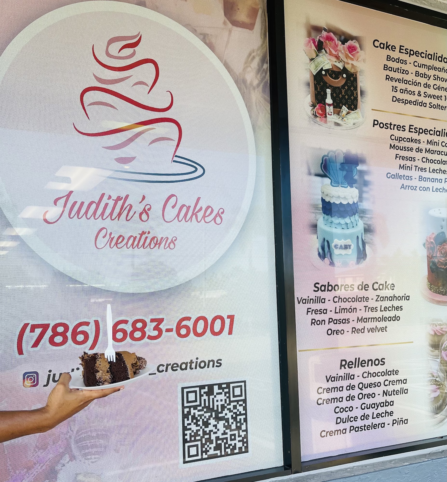 Judith's Cake Creations coffee and pastries shop Menu