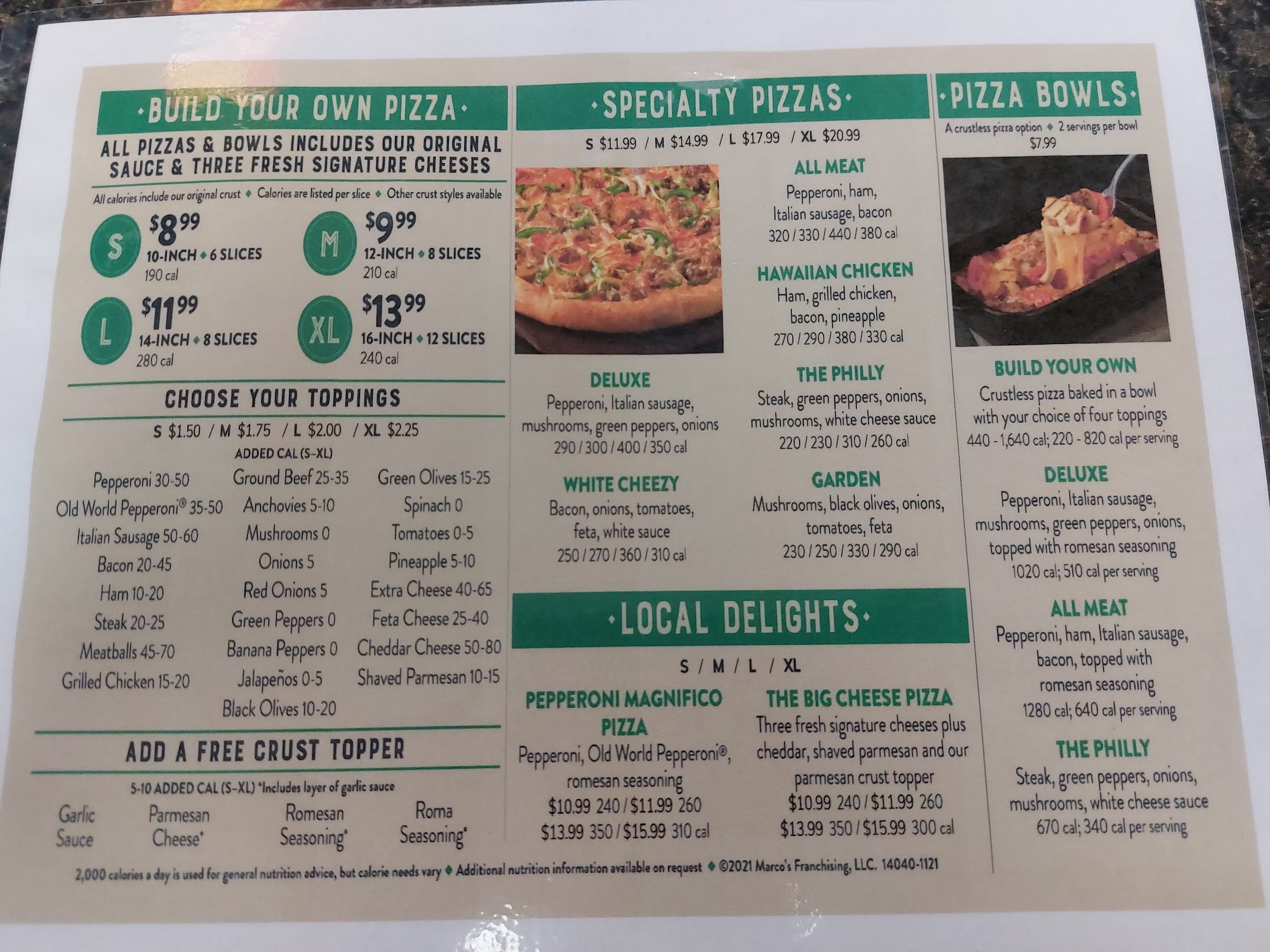 Marco's Pizza Menu