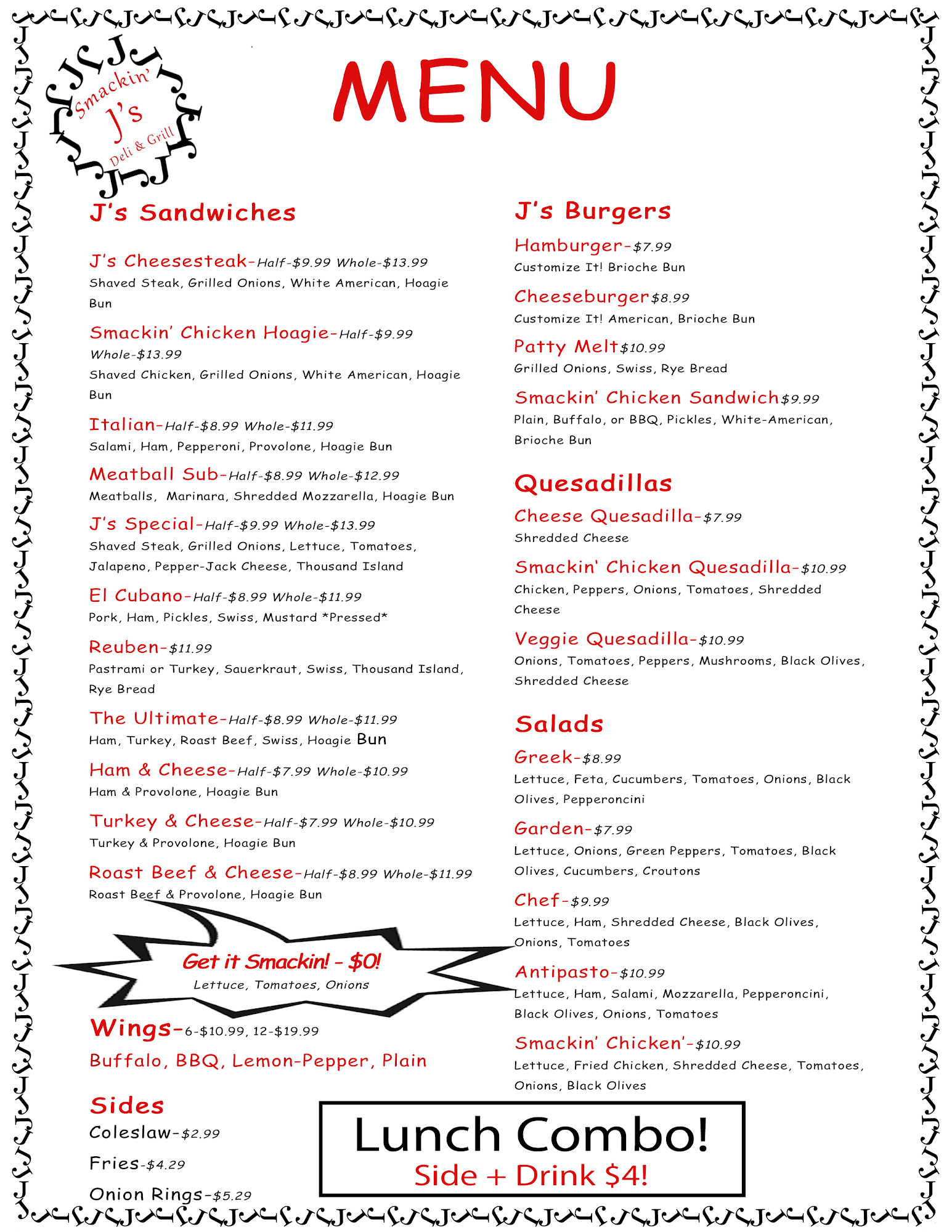 Smackin J's Deli & Grill, Pompano Beach Menu, Reviews (82), Photos