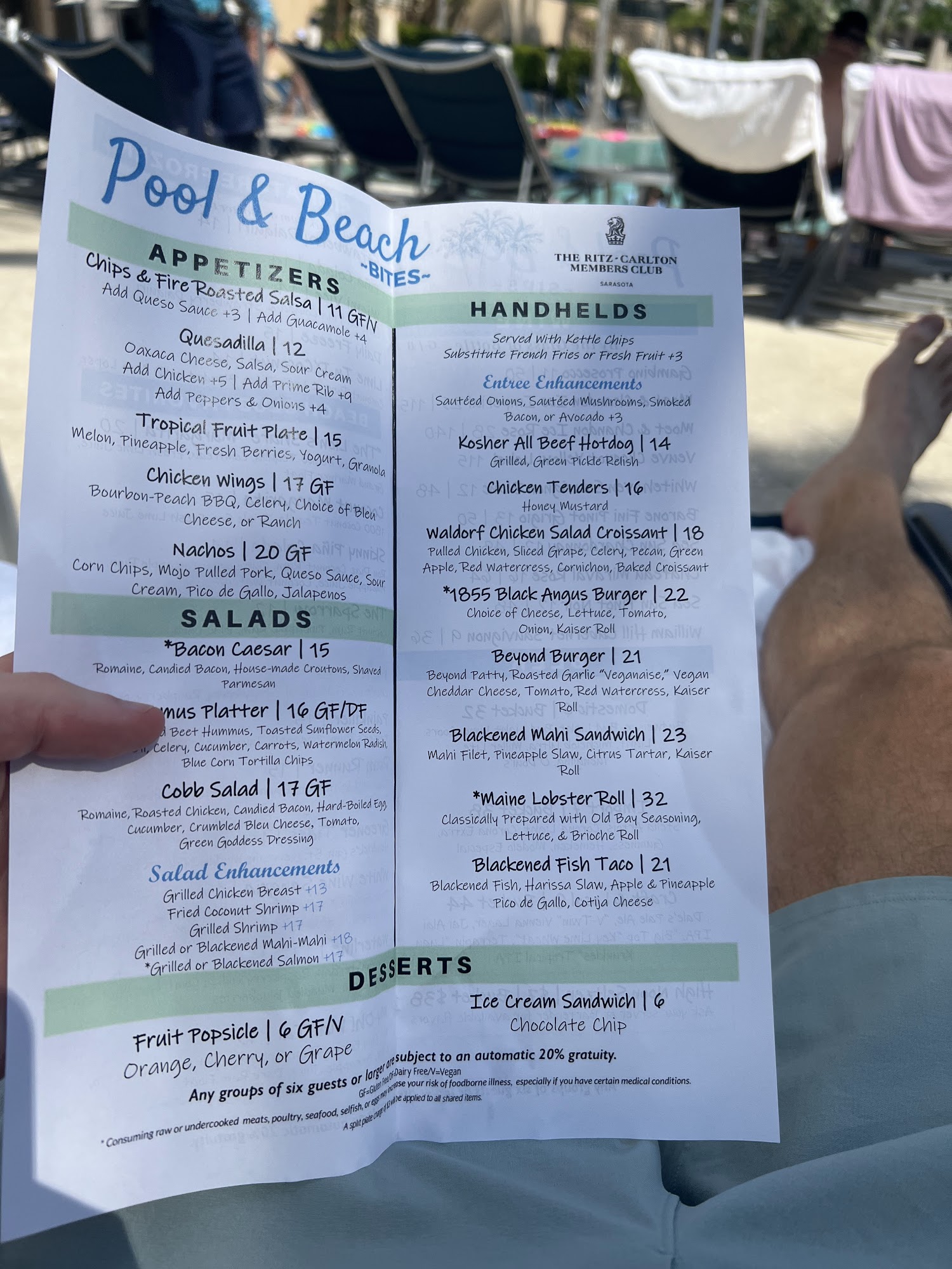 The Ritz-Carlton Residences, Sarasota Menu