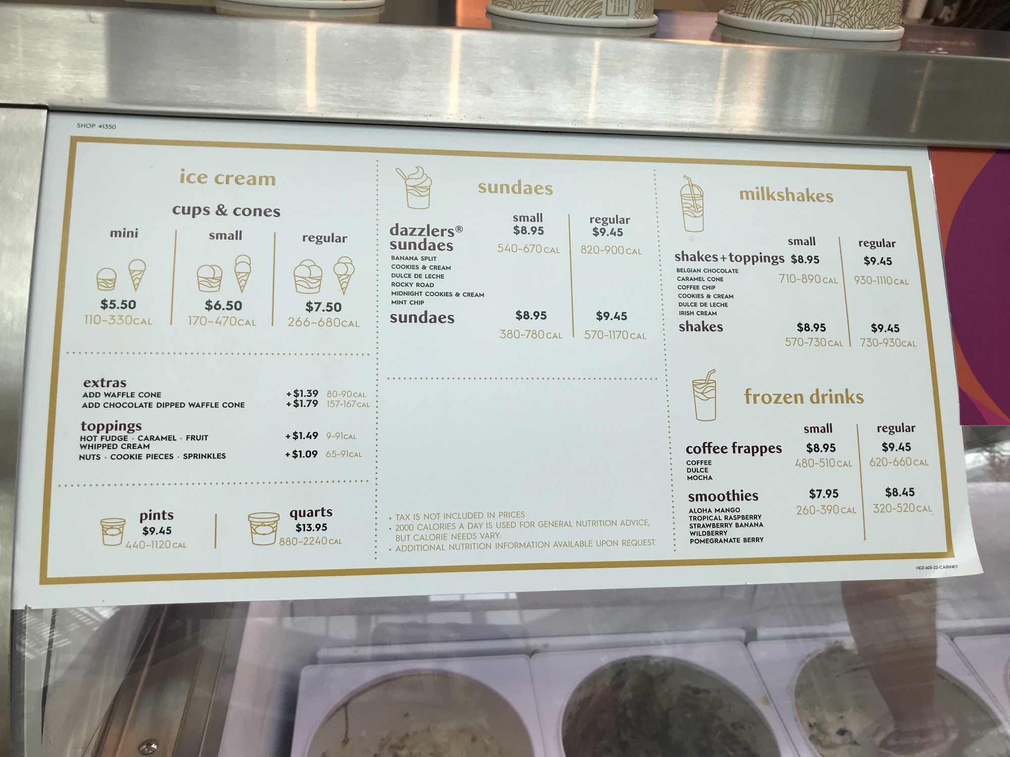 Häagen-Dazs Menu