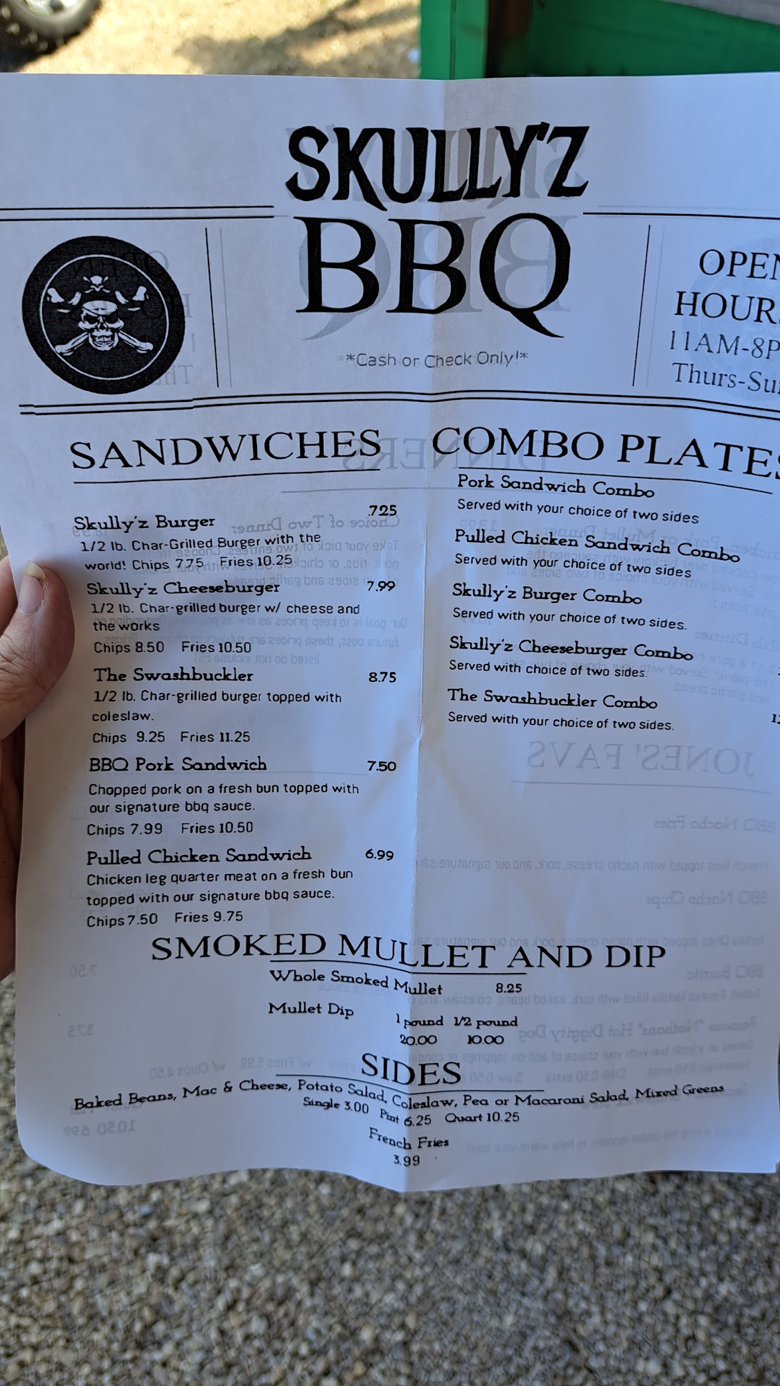 Skullyz BBQ Menu