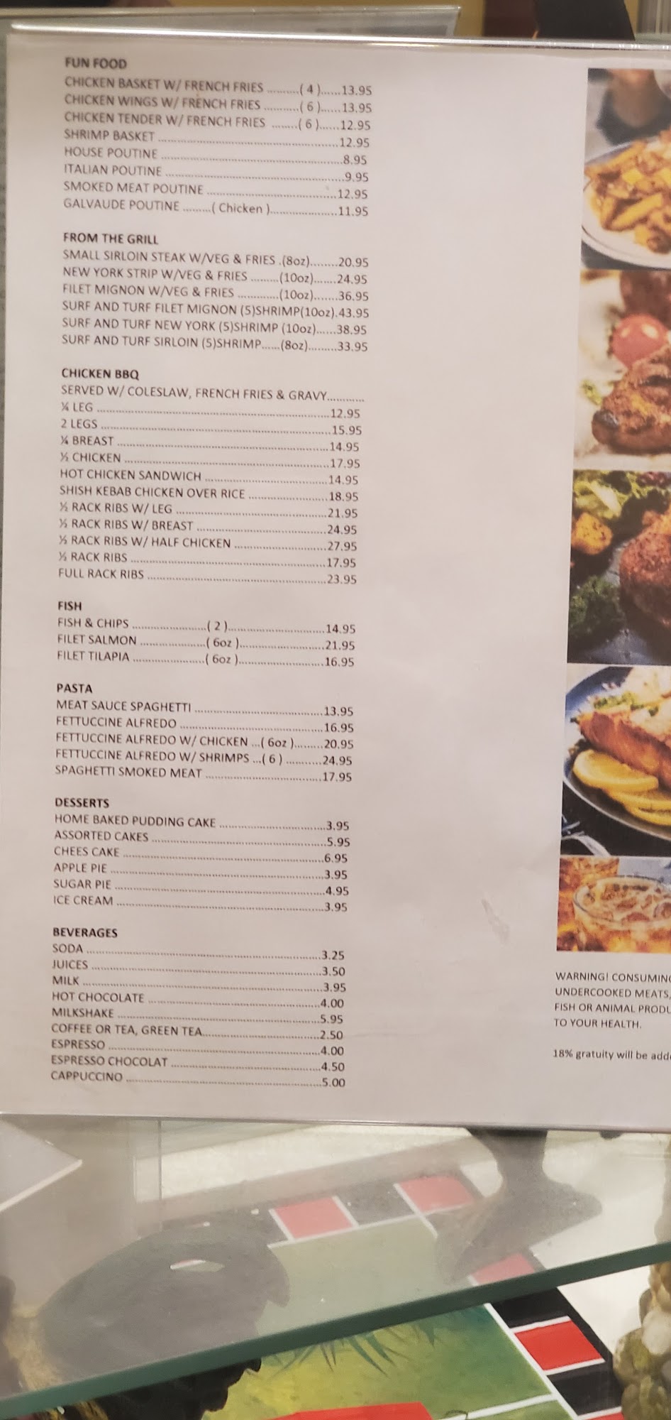 Thunderbird Cafe Menu