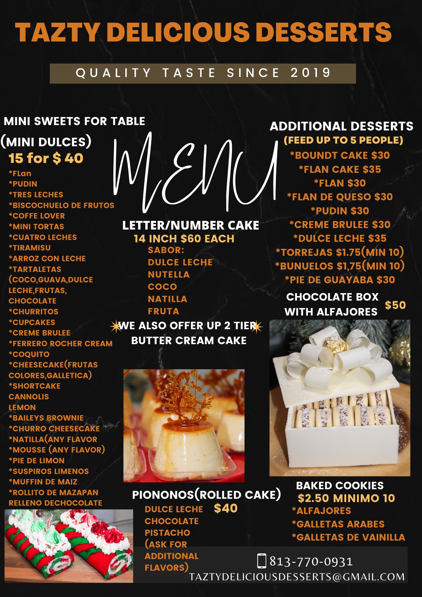 Tazty Delicious desserts Menu