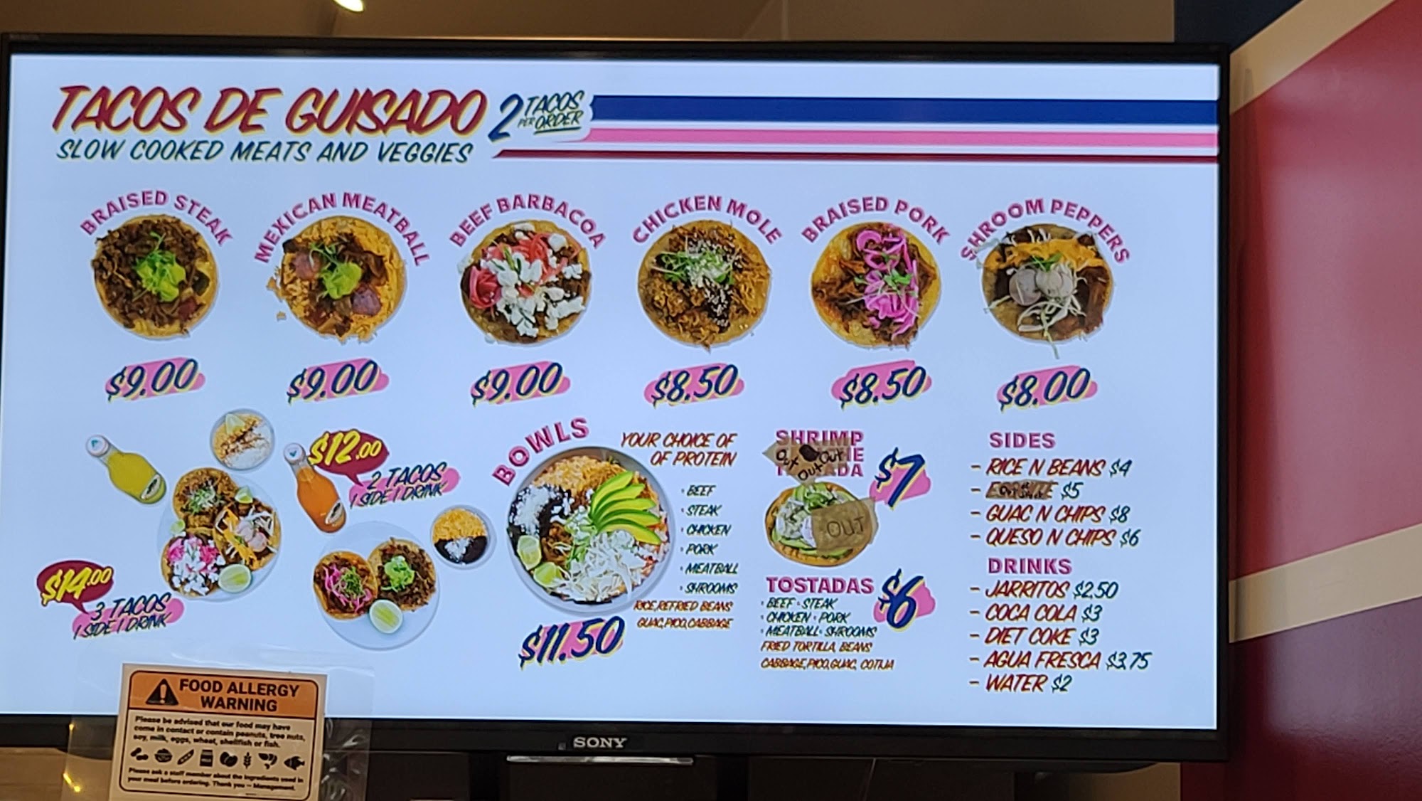 Taqueria Bonitas Menu