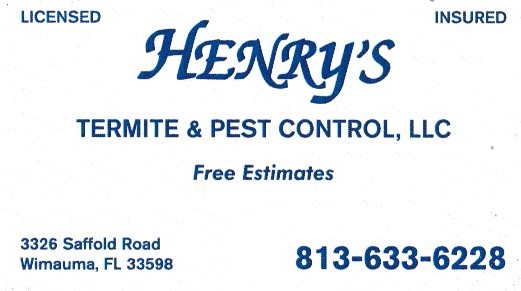 Henry's Termite & Pest Control 3326 Saffold Rd, Wimauma Florida 33598