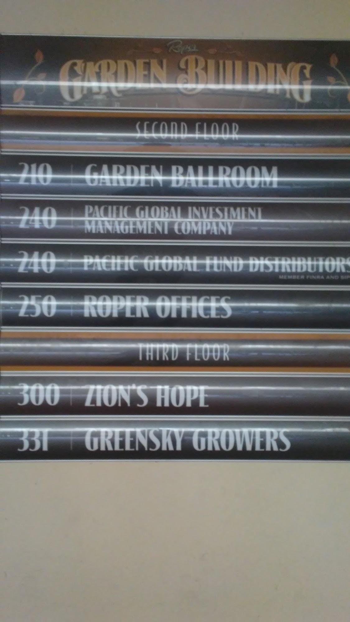 Roper Garden Building Menu