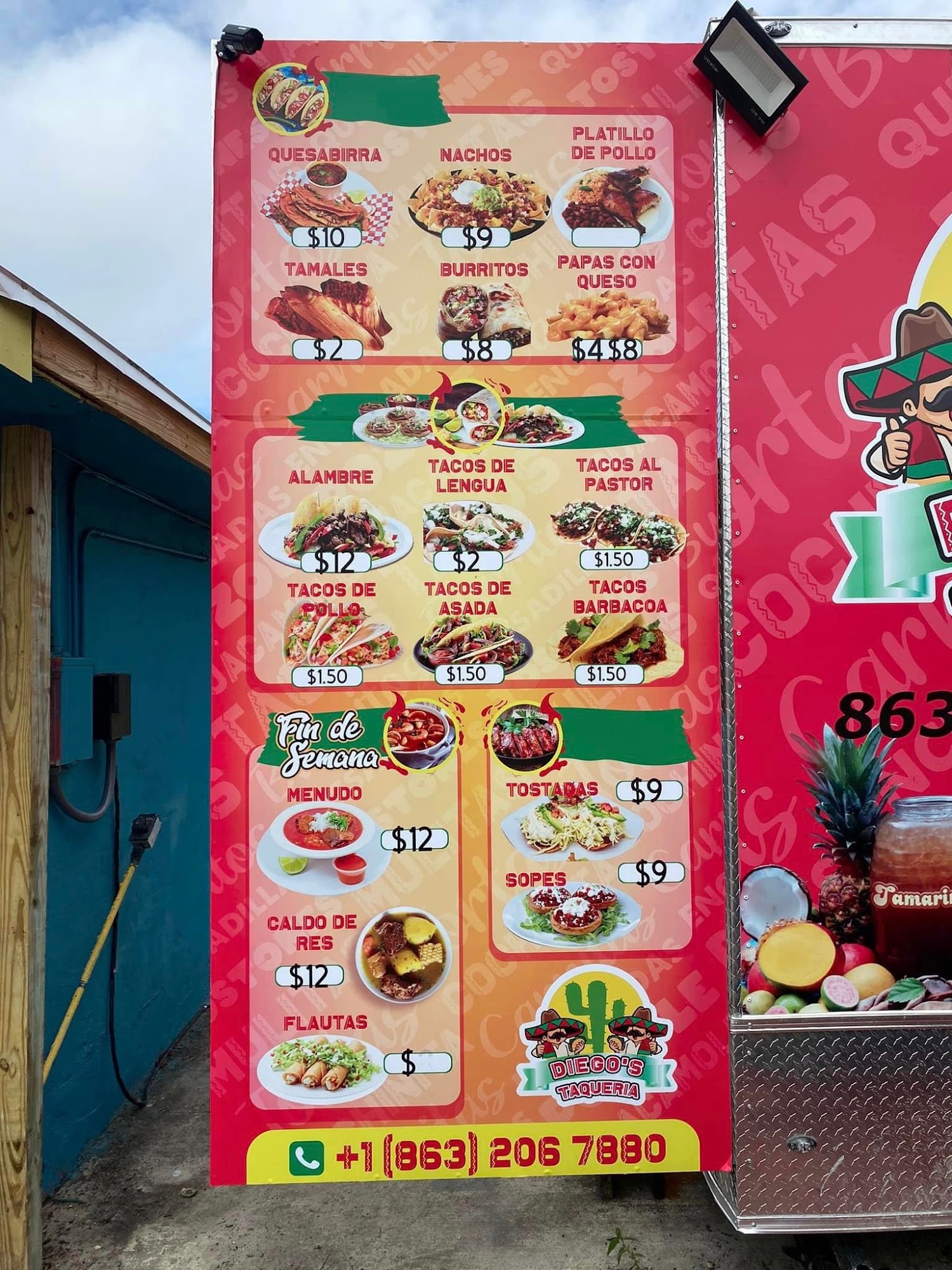 Diego's taqueria Menu
