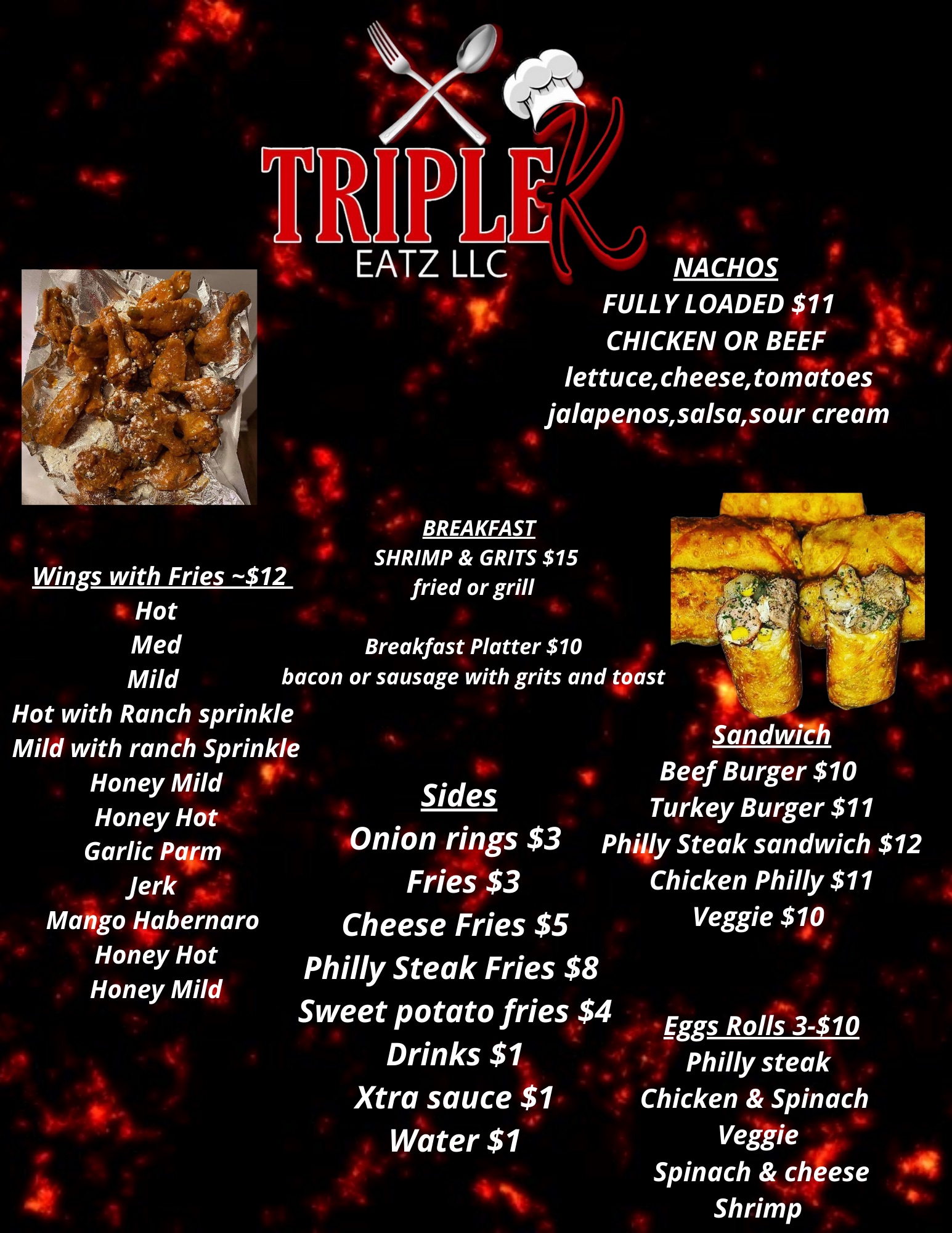 TRIPLE K EATZ LLC Menu