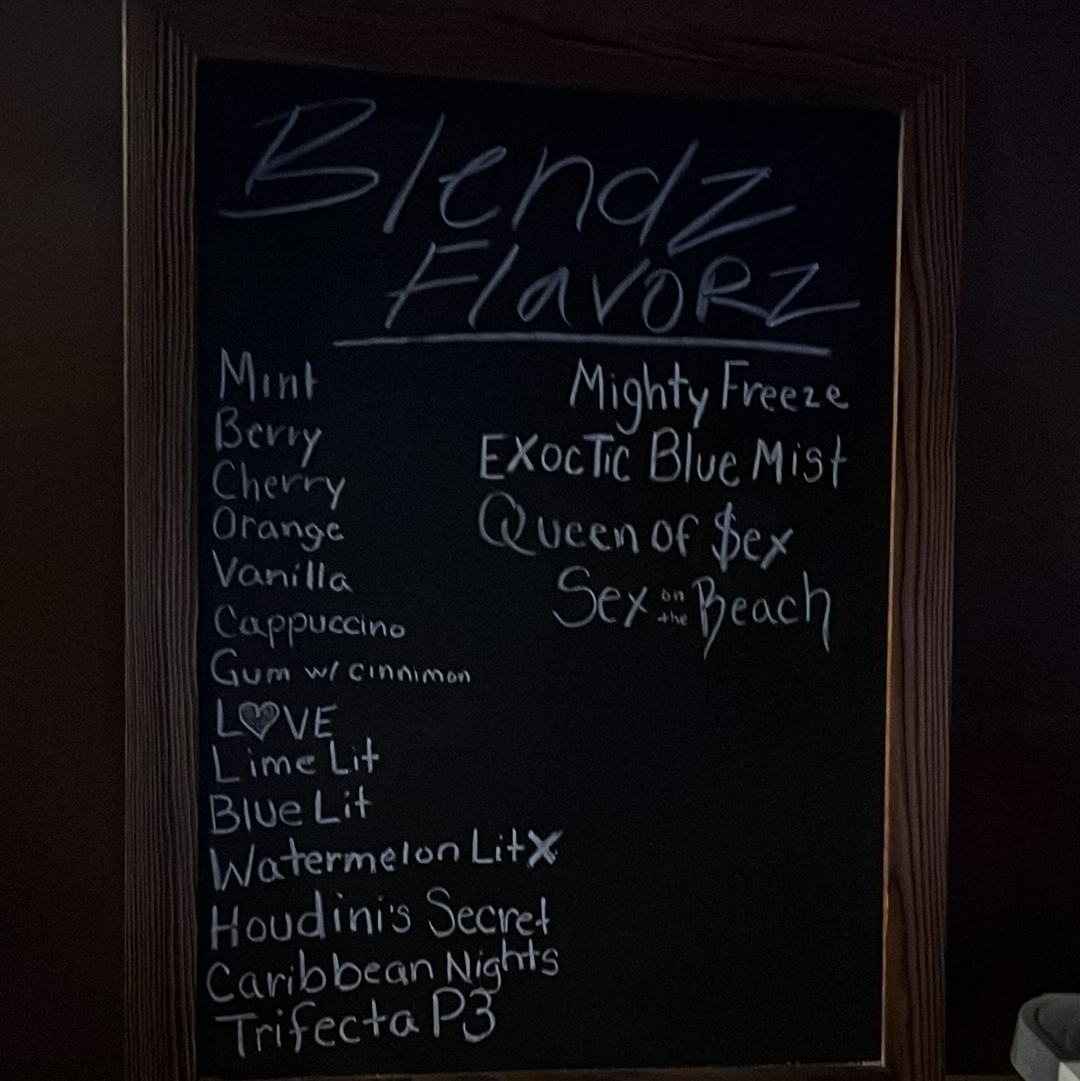 The Blendz2 Cigar and Hookah Menu