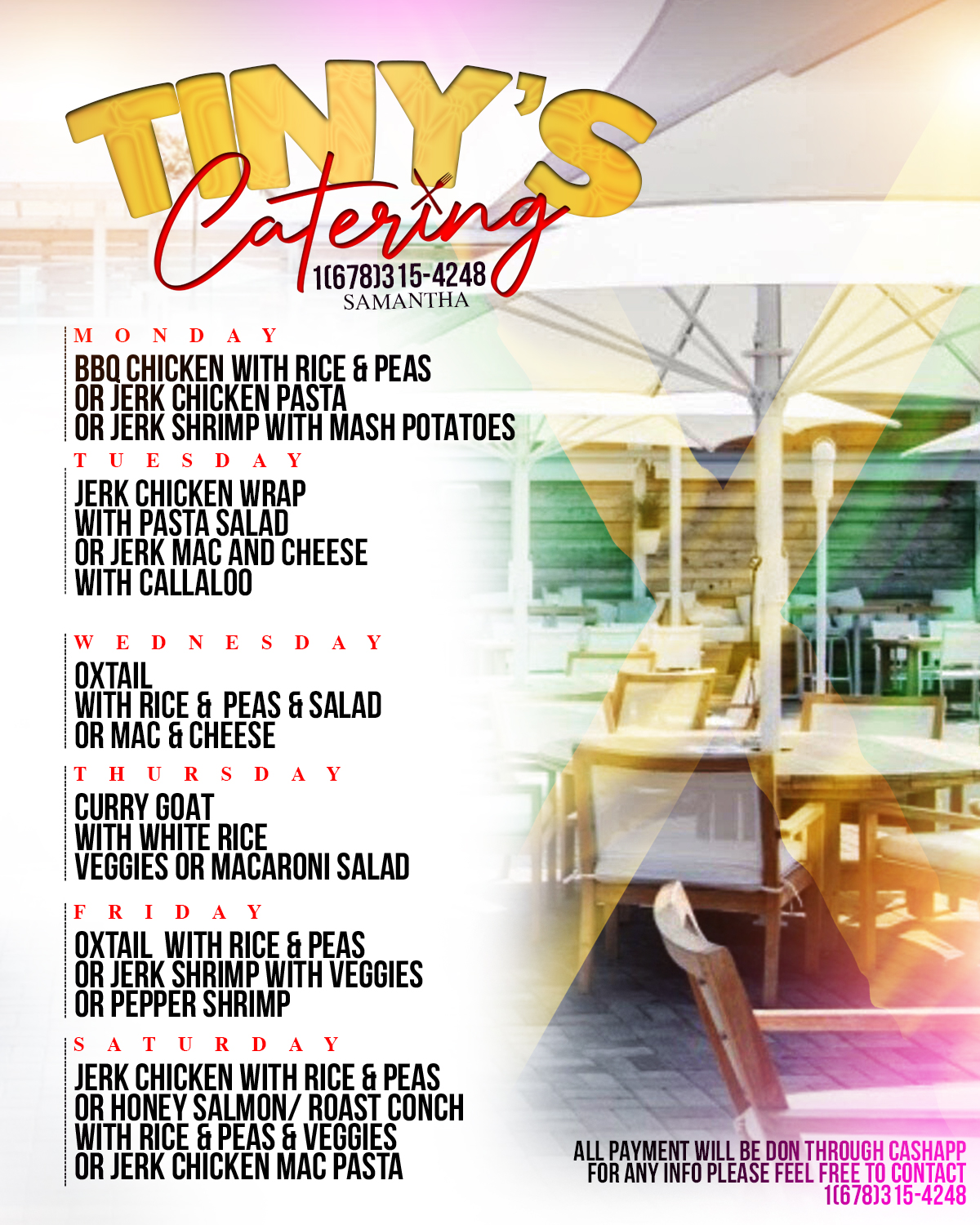 Tiny's Catering Menu