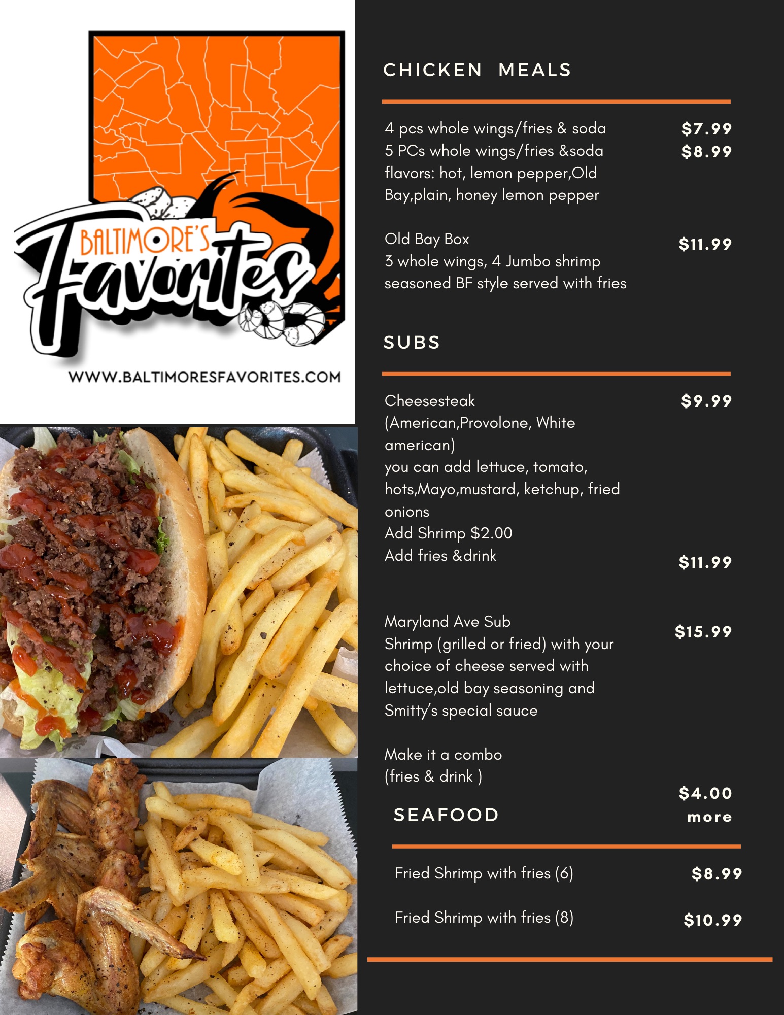 Baltimore's Favorites Menu