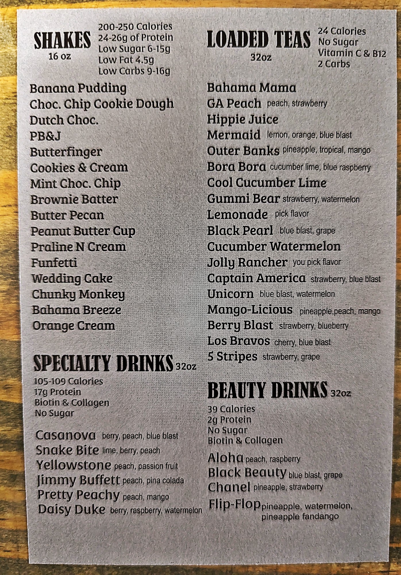 Crossroads Nutrition Auburn Menu