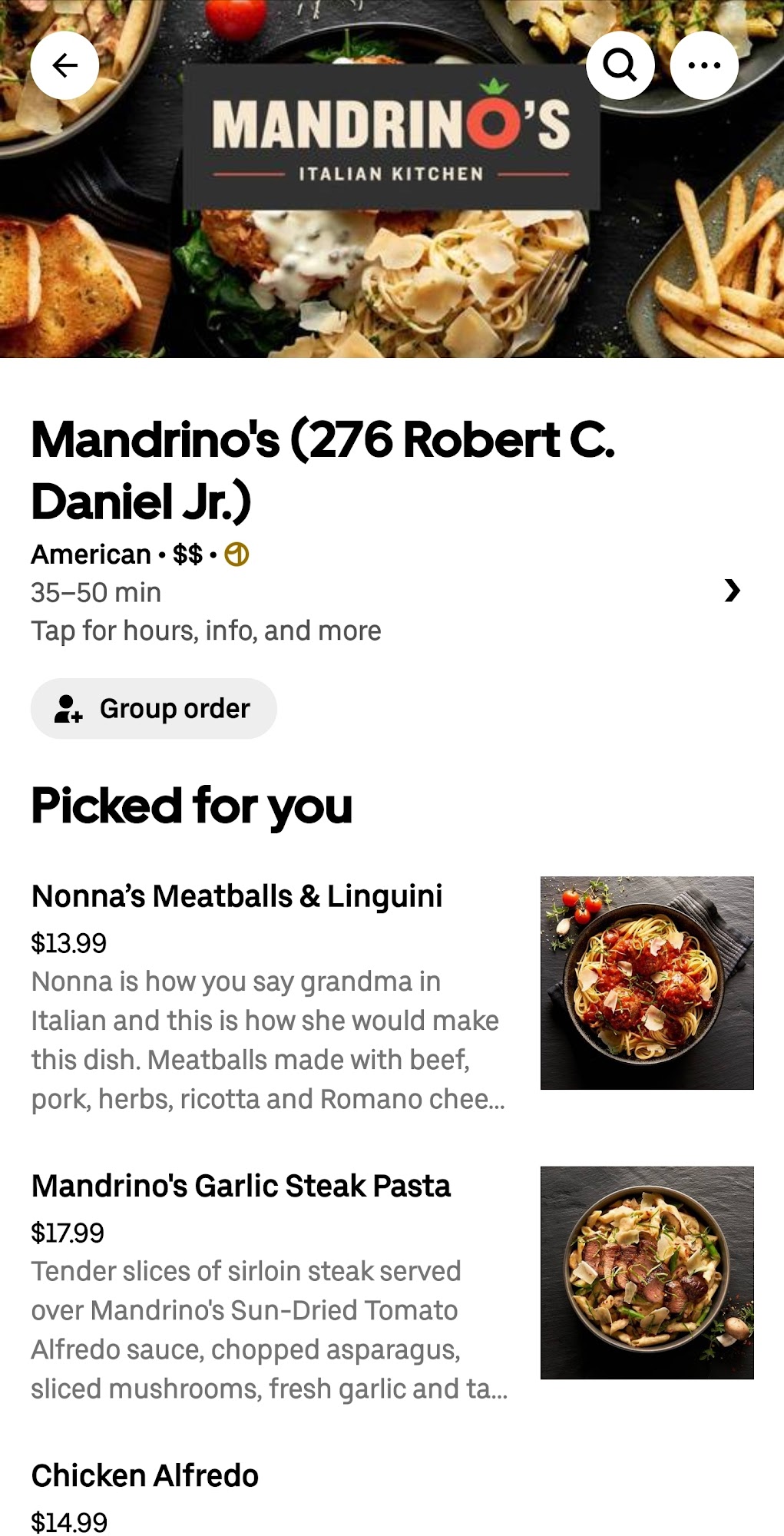 Mandrino's Italian Kitchen (Ghost Kitchen) Menu