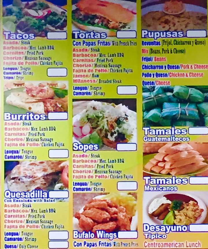Carniceria Y Tiendas La Confianza Menu