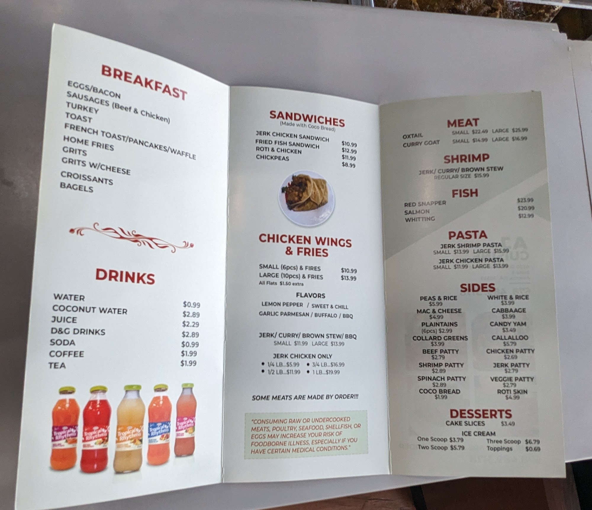 AJ CUISINE Menu