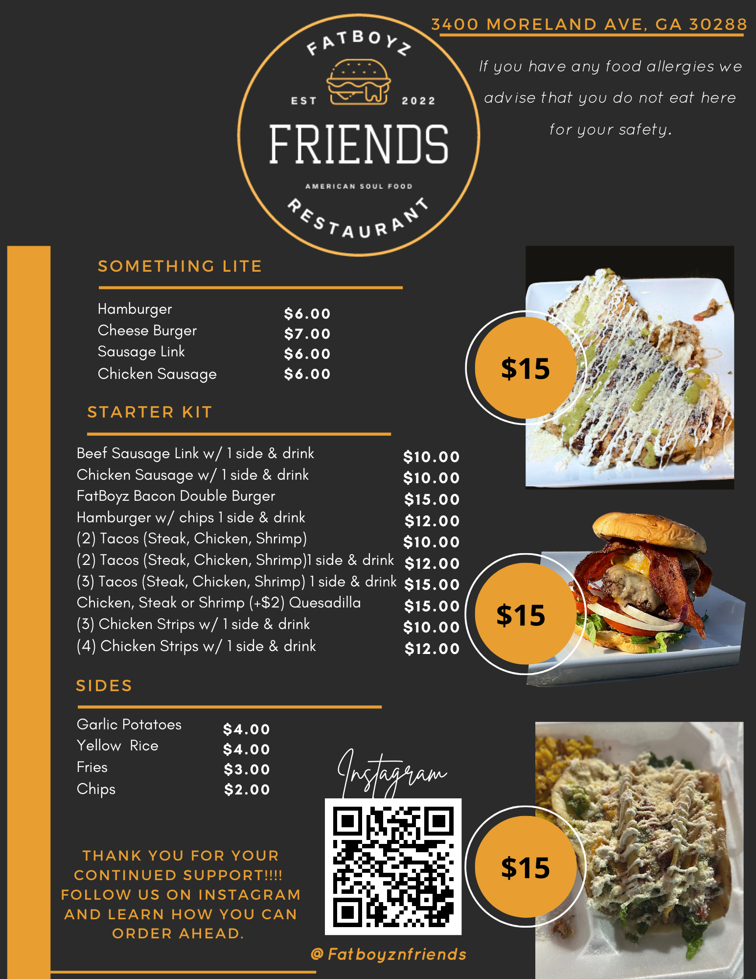 FatBoyz N Friends Menu