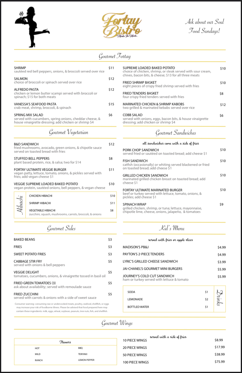 Fortay Bistro Menu