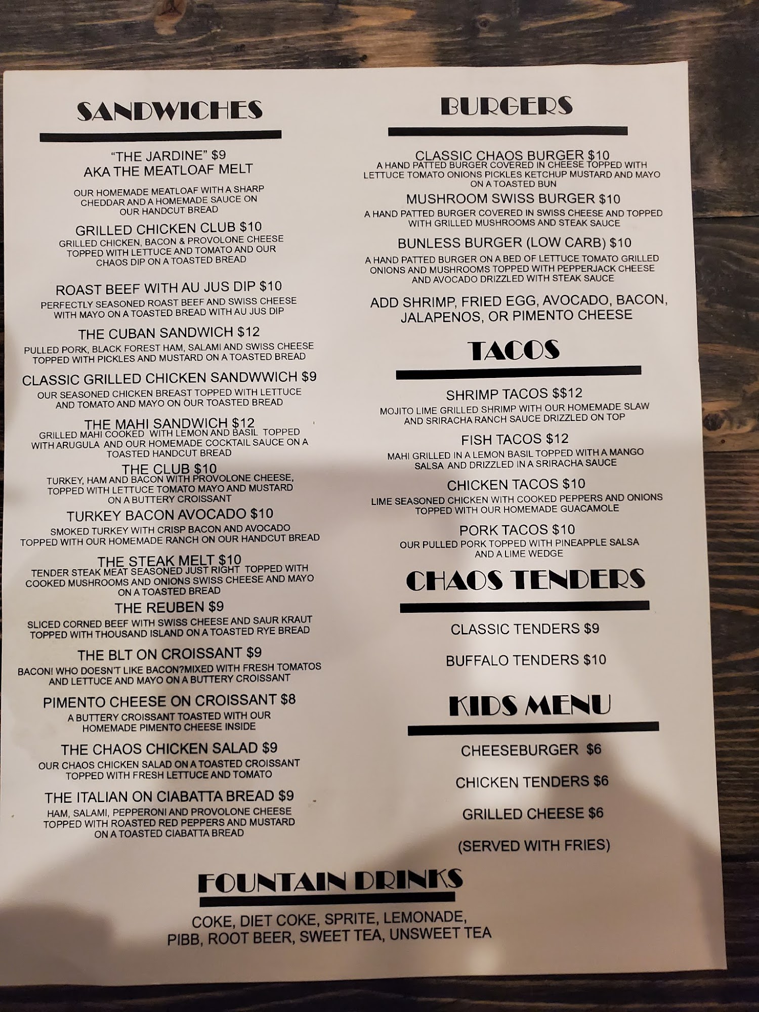 317 Menu