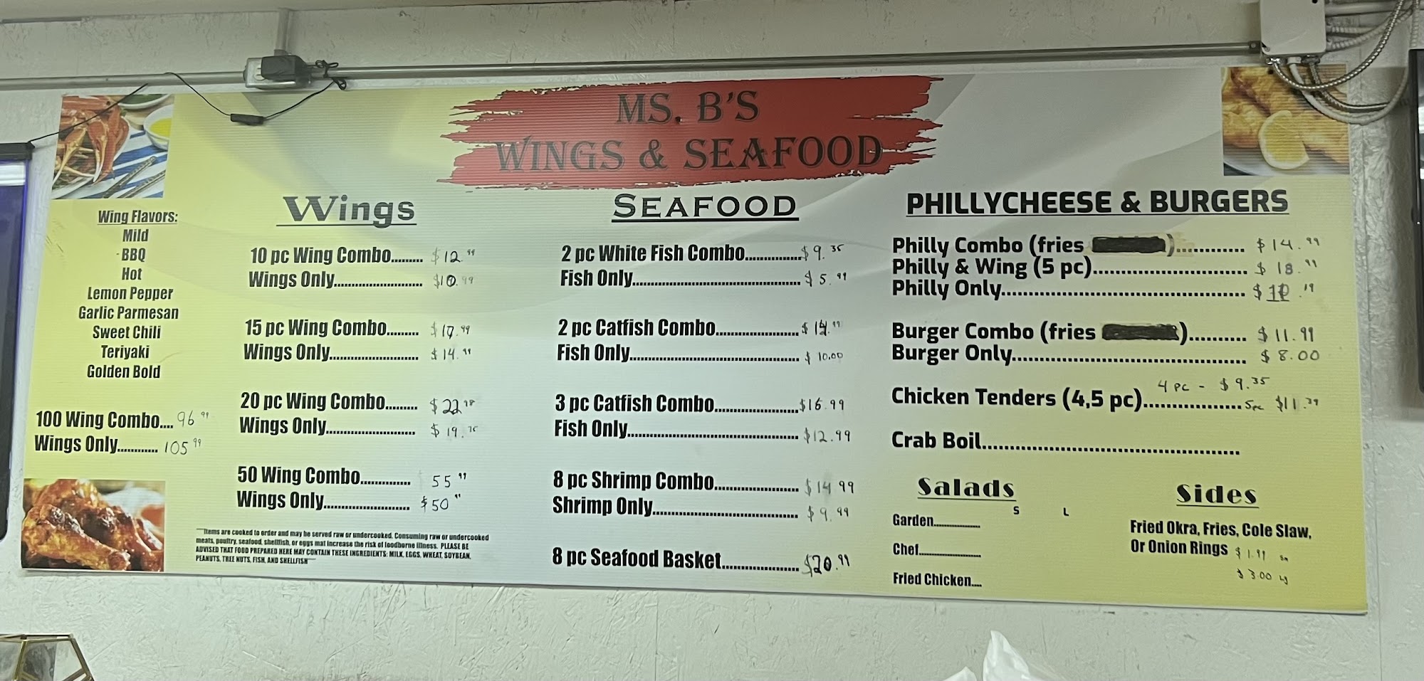 Ms. B's Event bar/grill Menu