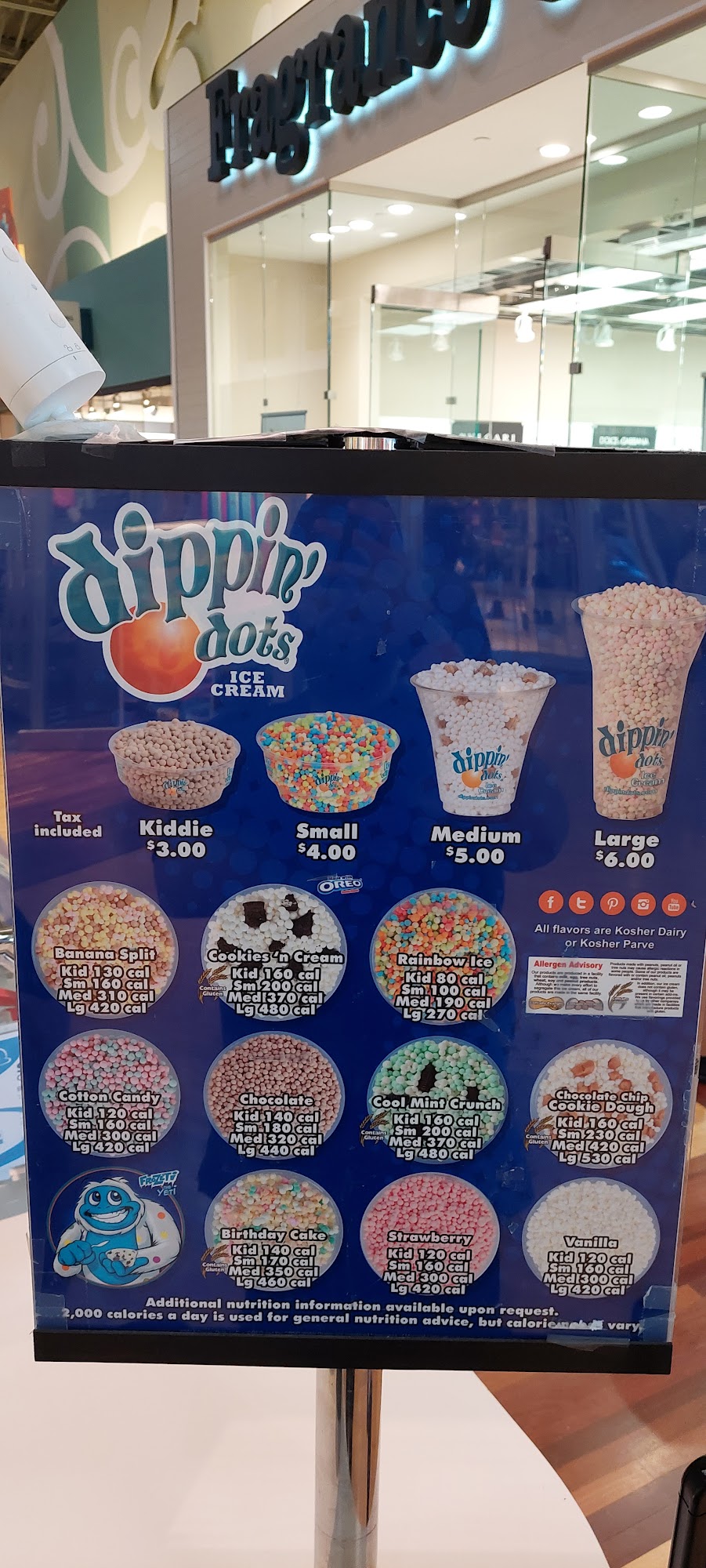 Dippin' Dots Menu