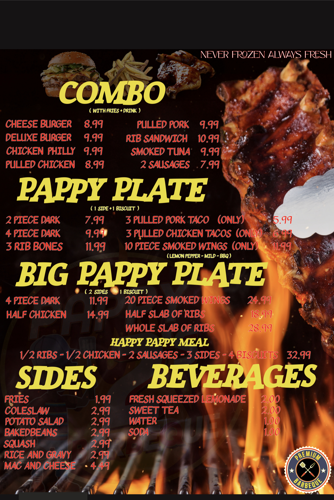 Pappy 2’s Barbeque Menu