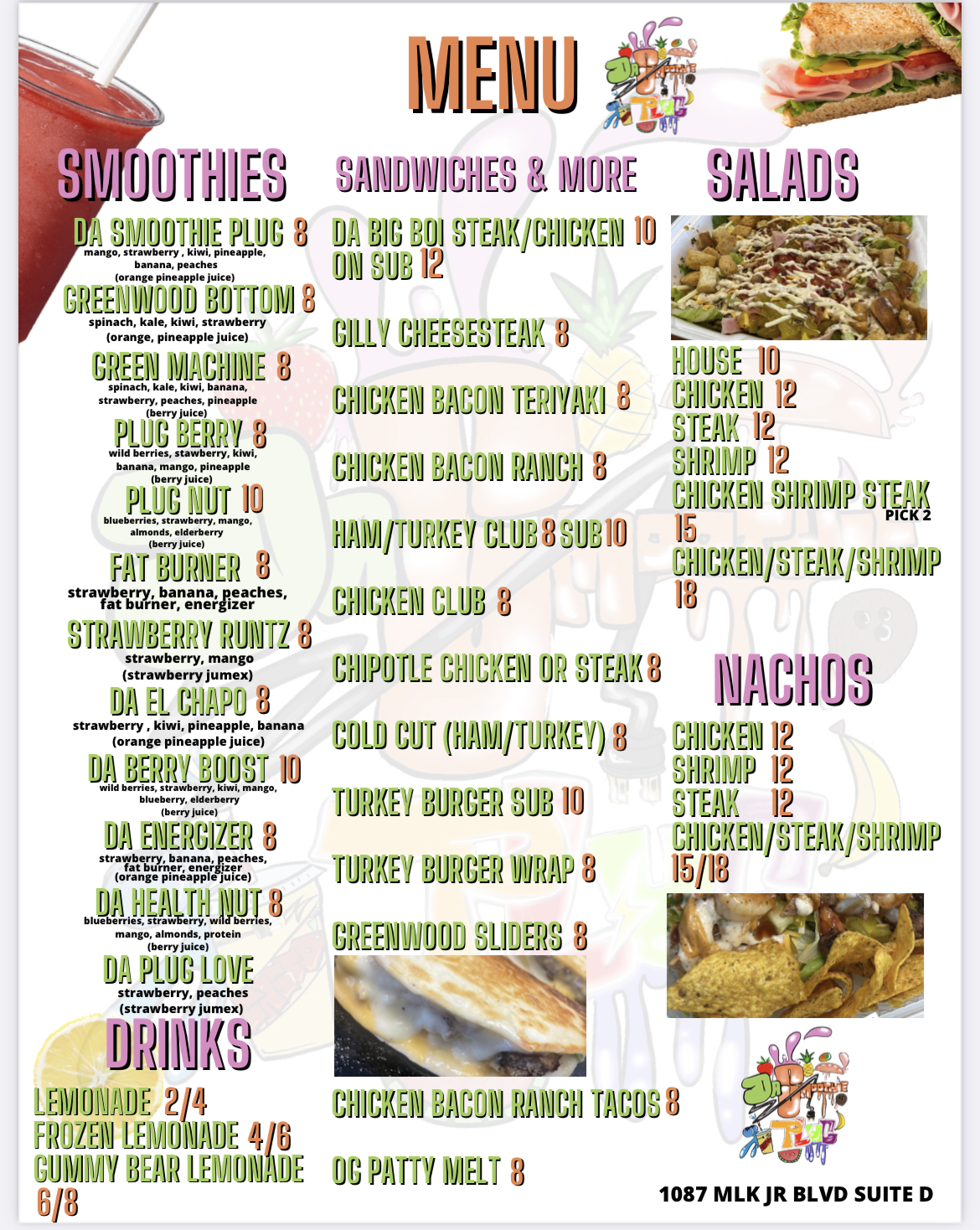Da Smoothie Plug Menu