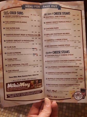 Jersey Mike's Subs Menu