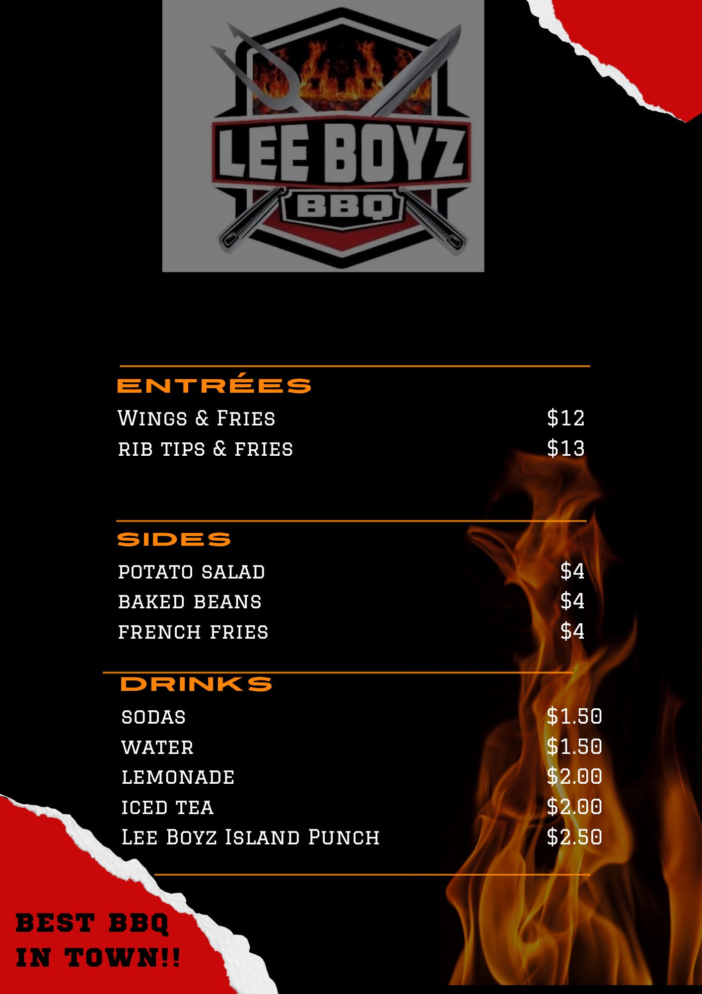 Lee Boyz BBQ Menu