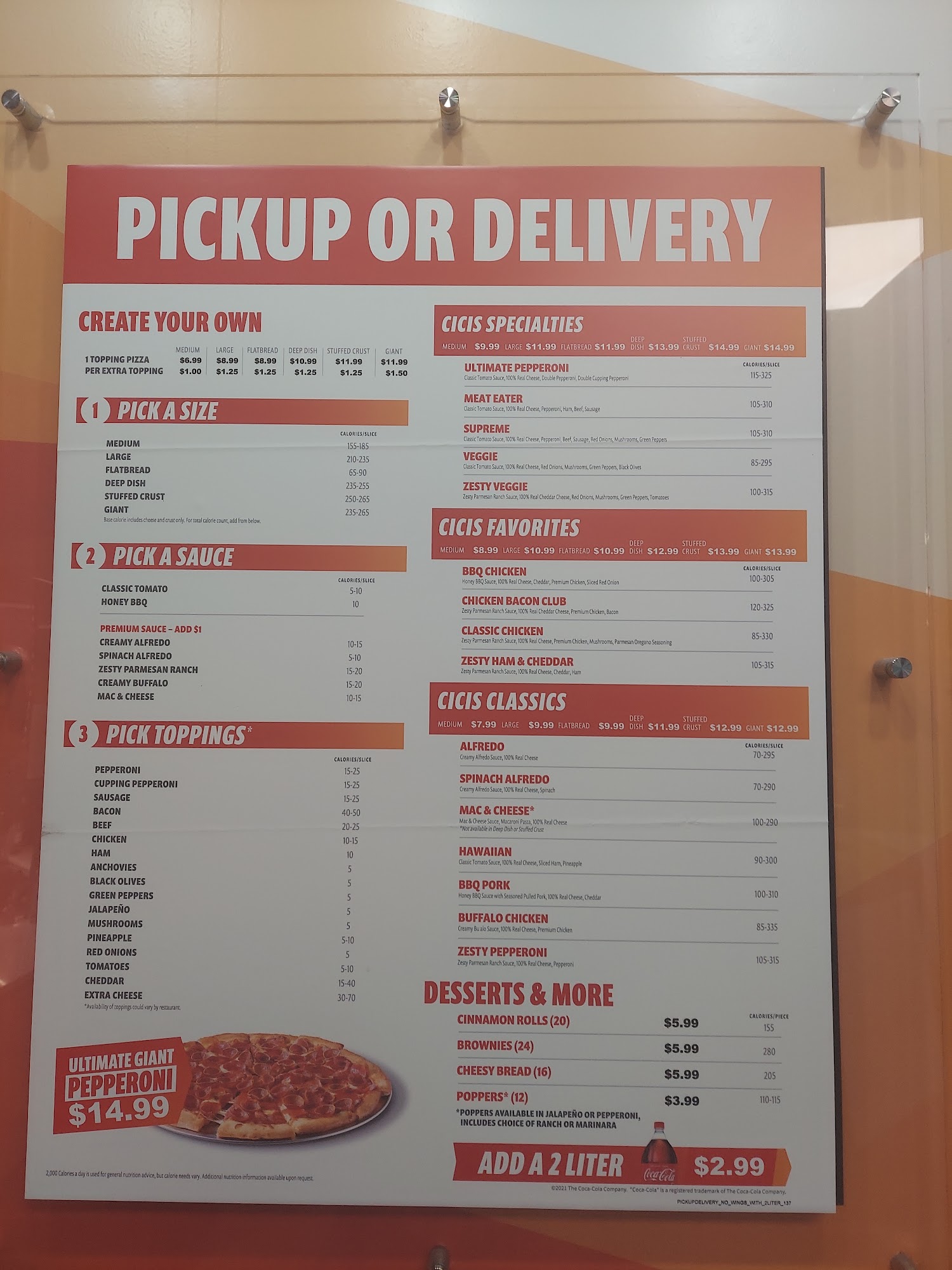 Cicis Pizza Menu