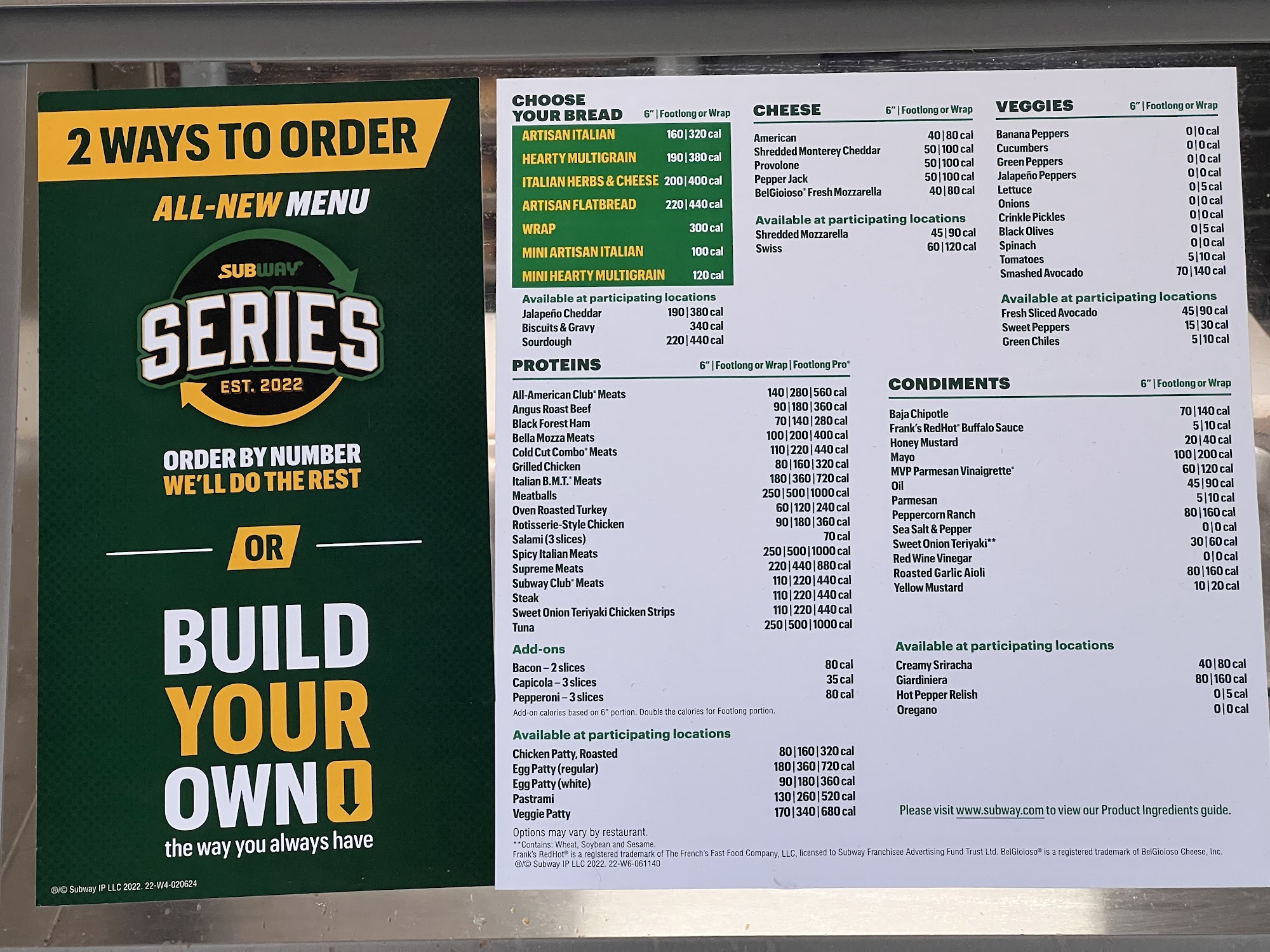 Subway Menu