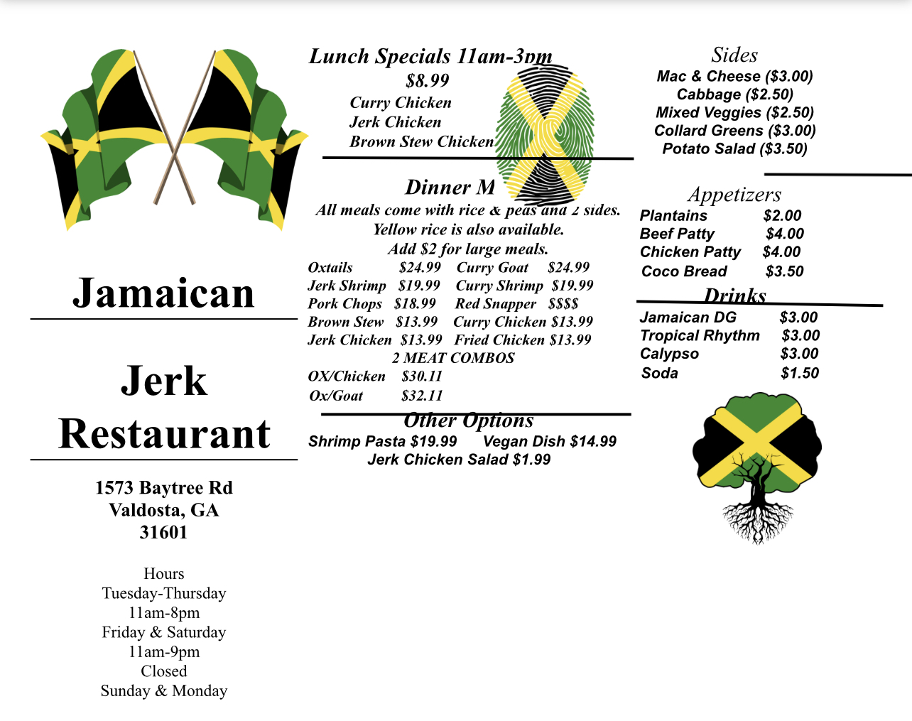 Jamaican Jerk Restaurant Menu