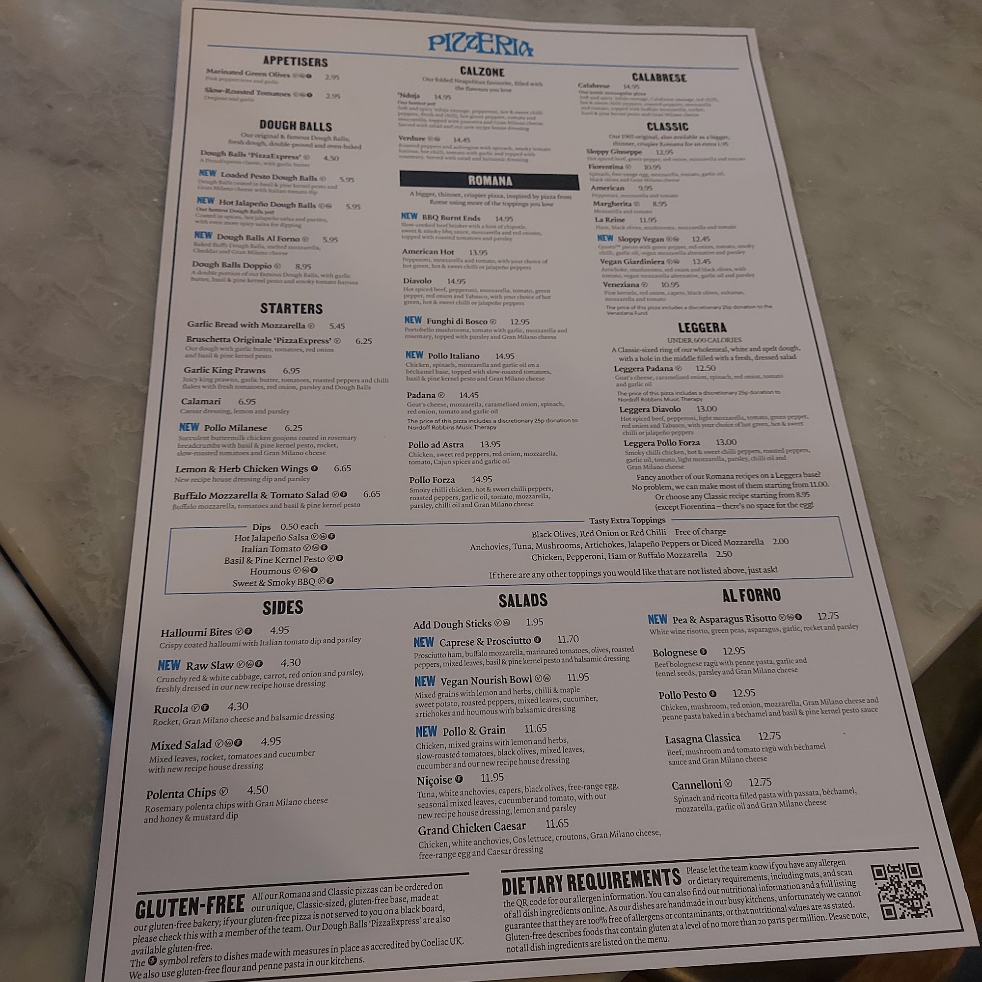 Pizza Express Menu