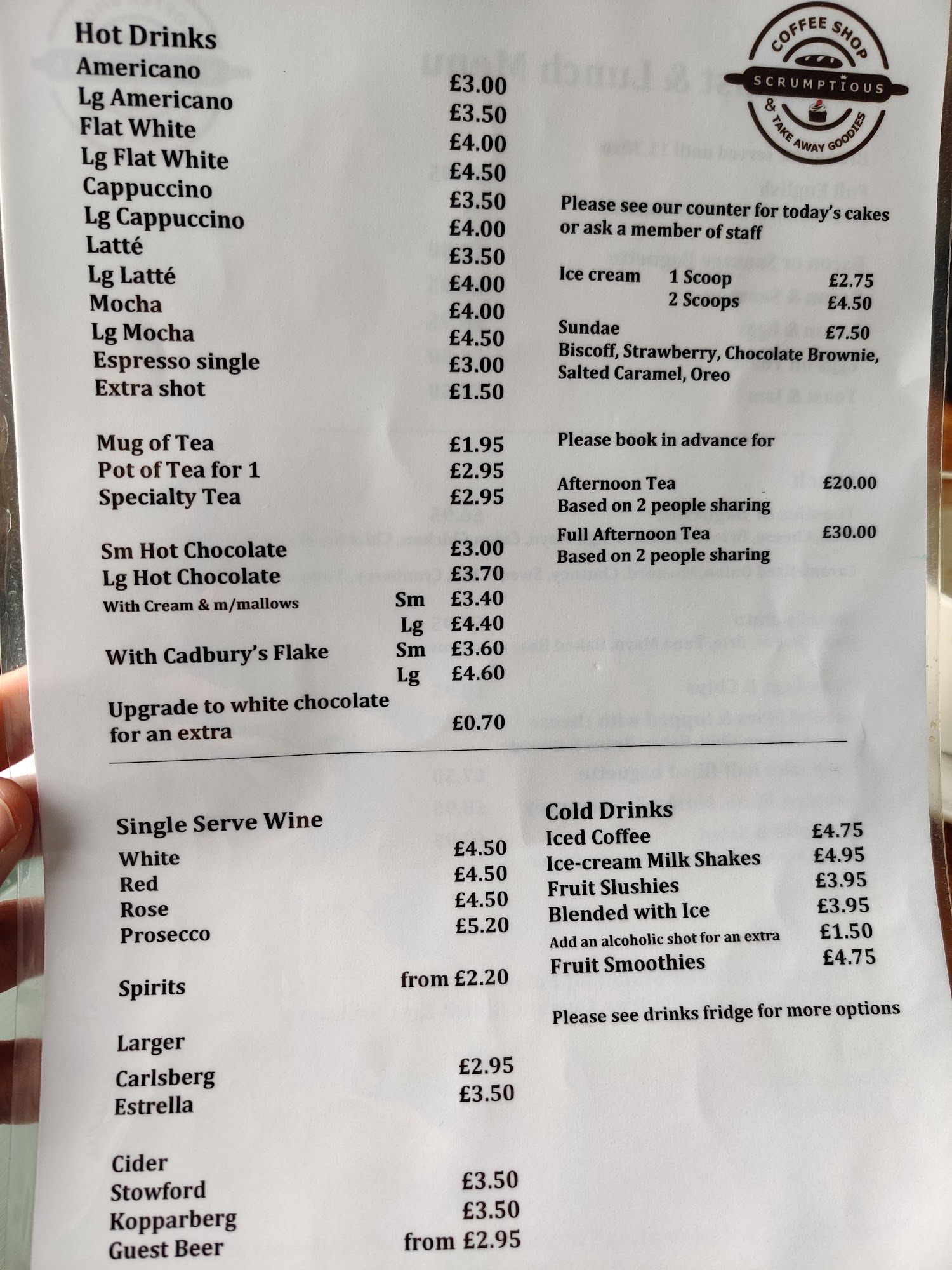 Scrumptious Coffee Shop Menu