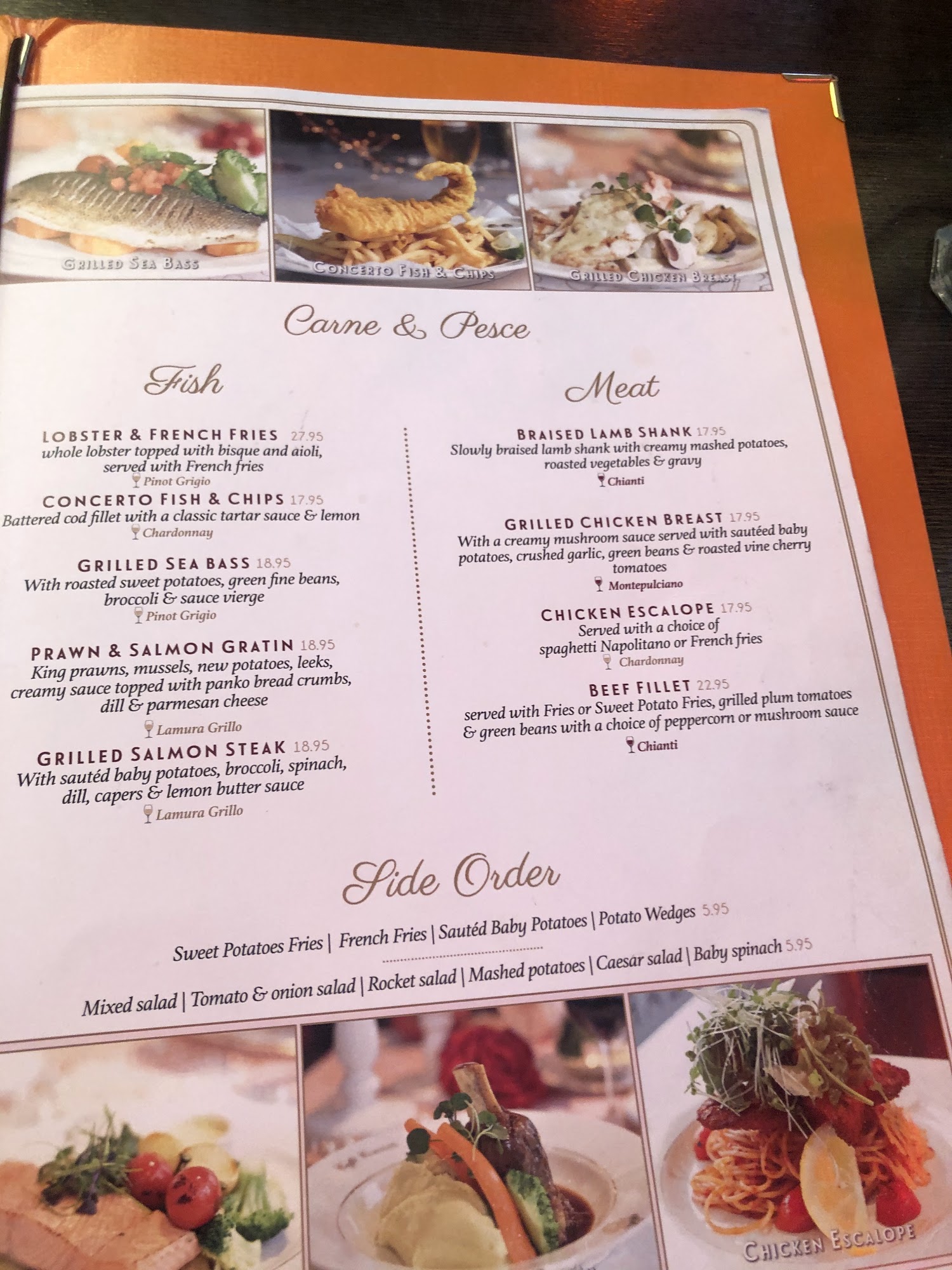 Caffè Concerto Bar Westfield Stratford Menu