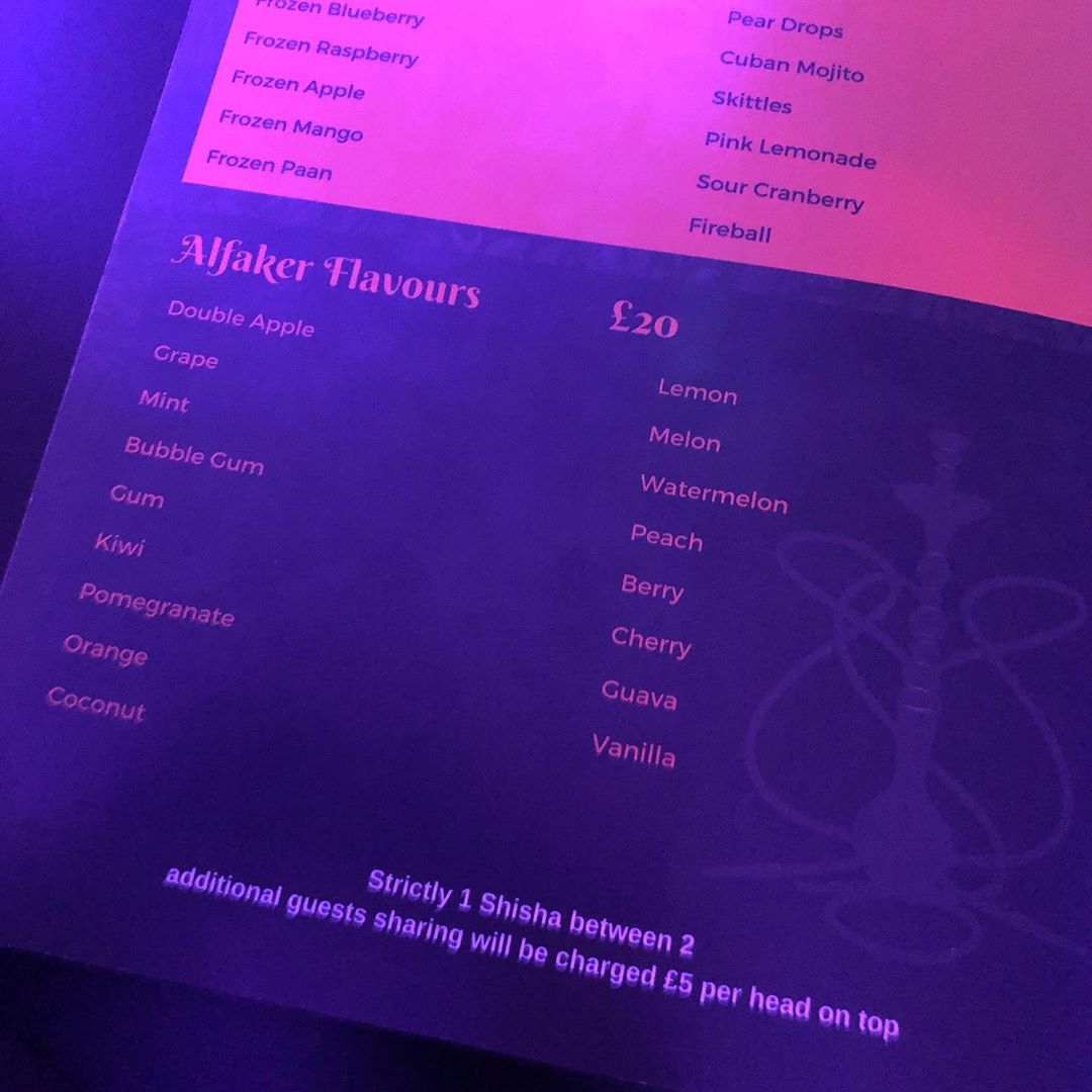Jumeirah Palm Lounge (Shisha) Menu