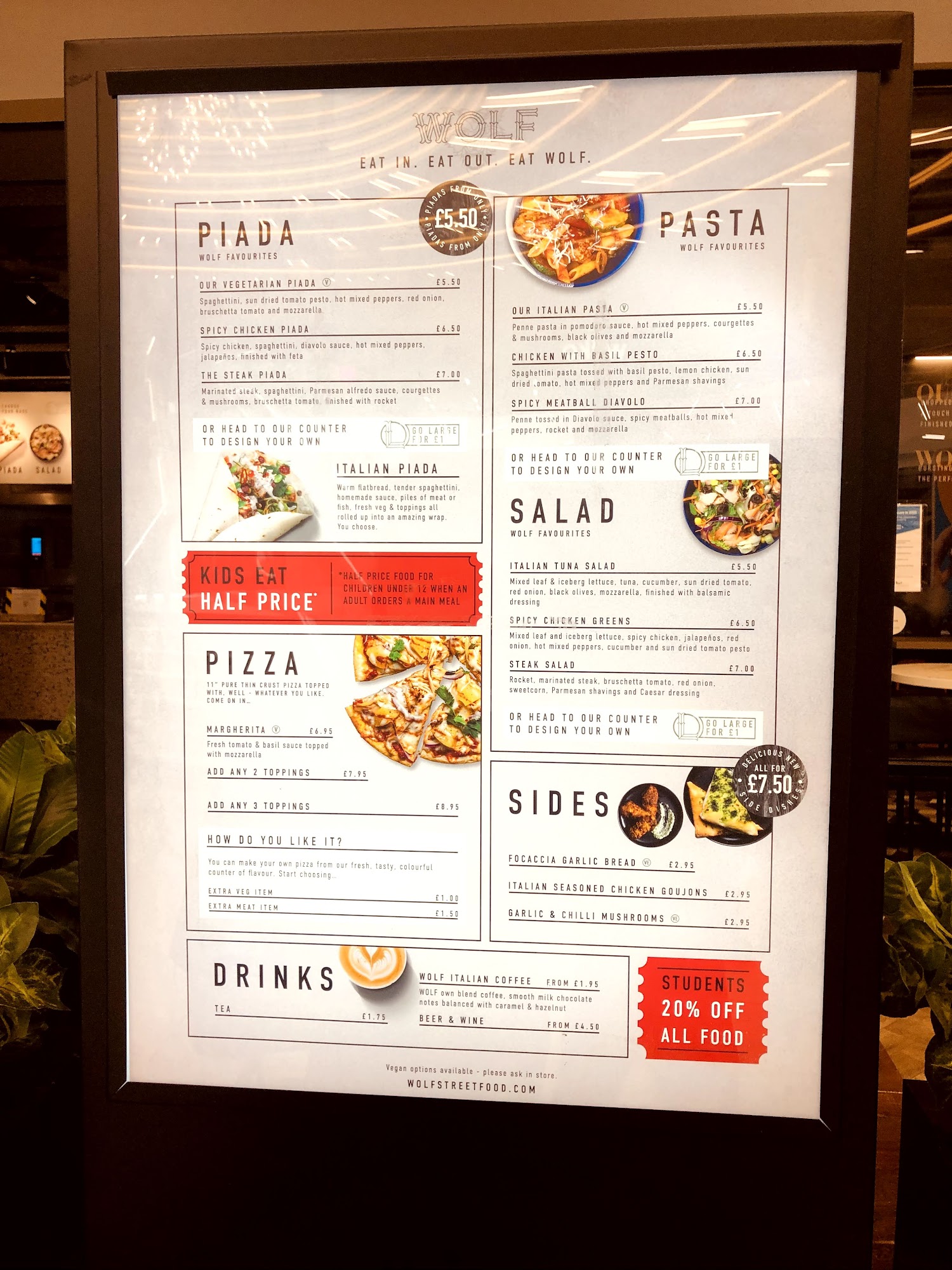 Wolf Italian Street Food - Manchester Arndale Menu