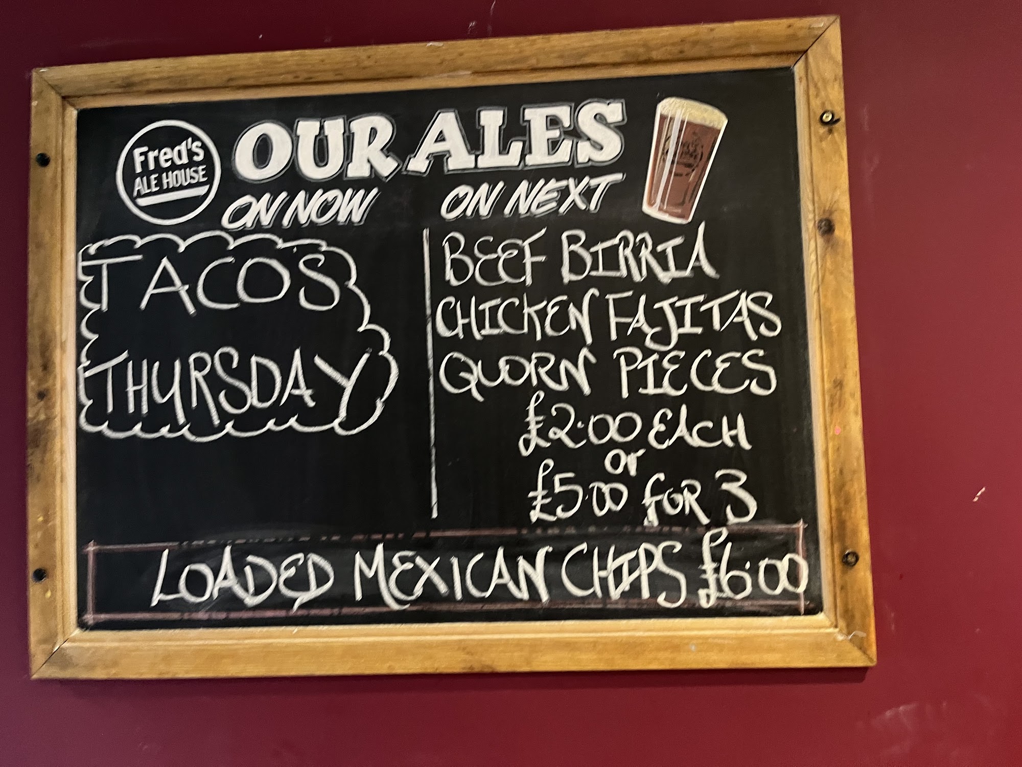 Fred's Ale House Menu